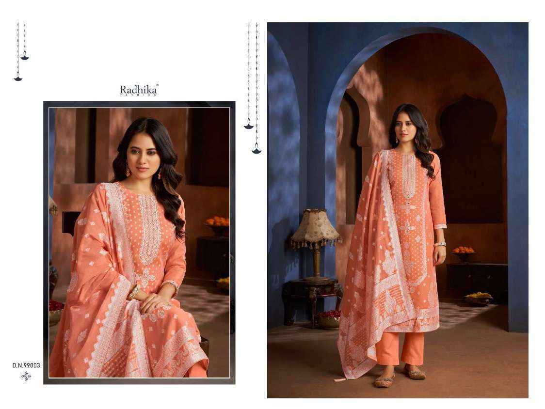 Radhika Fashion Azara Banarasi Adha Cotton Jacquard Salwar Kameez Wholesale Price ( 6 Pcs Catalog )