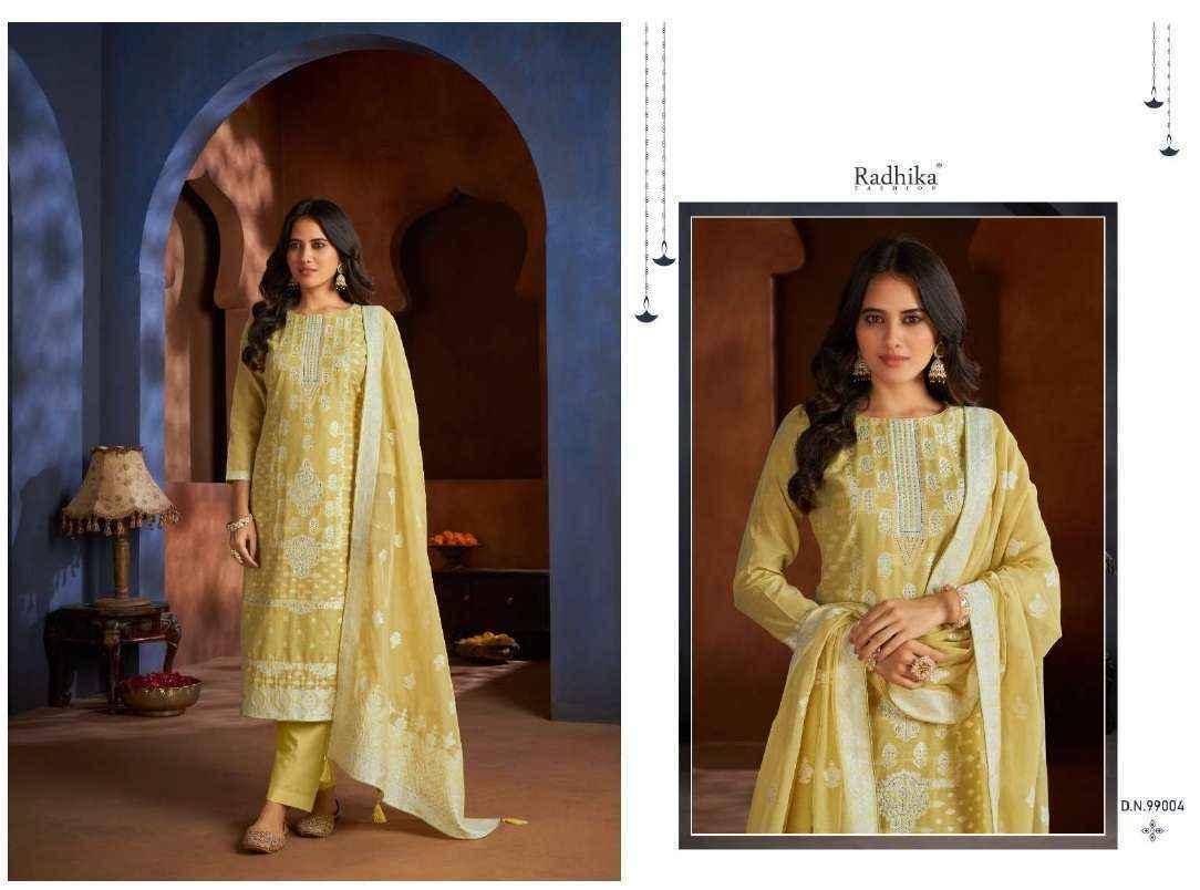 Radhika Fashion Azara Banarasi Adha Cotton Jacquard Salwar Kameez Wholesale Price ( 6 Pcs Catalog )