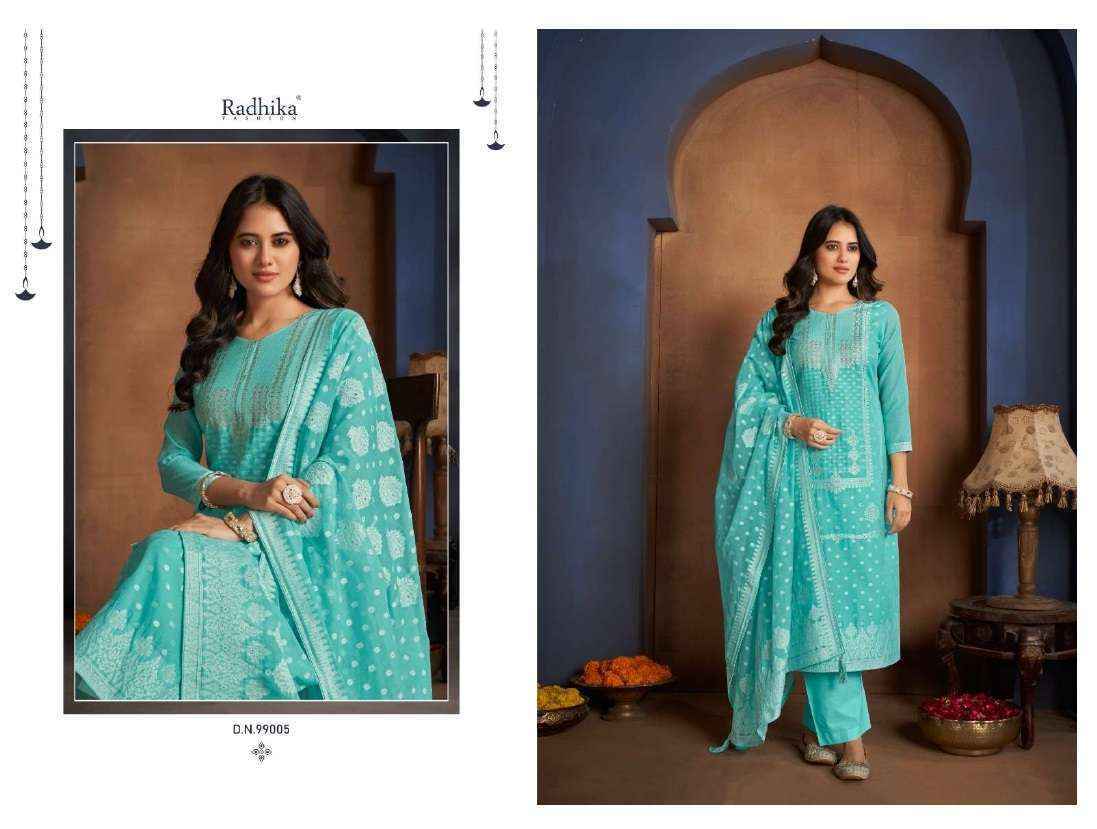 Radhika Fashion Azara Banarasi Adha Cotton Jacquard Salwar Kameez Wholesale Price ( 6 Pcs Catalog )