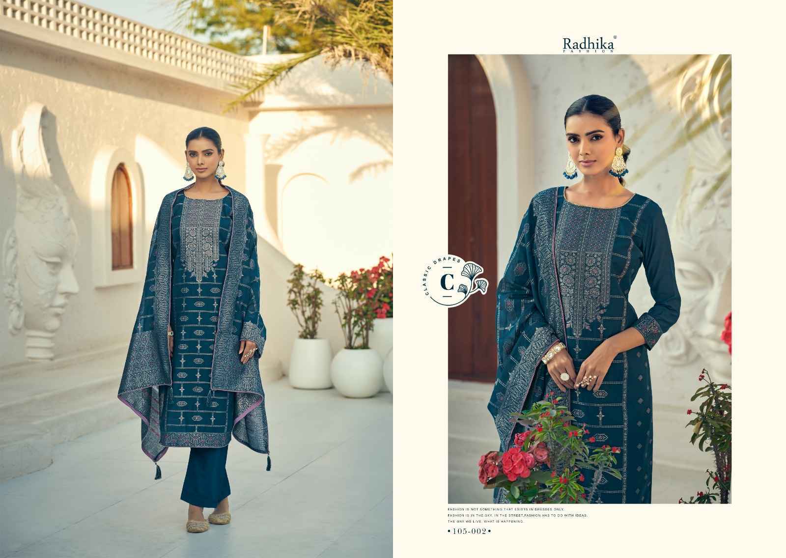 Radhika Fashion Azara Banarasi Adha Vol 2 Cotton Jacquard Salwar Kameez Wholesale Price ( 6 Pcs Catalog )