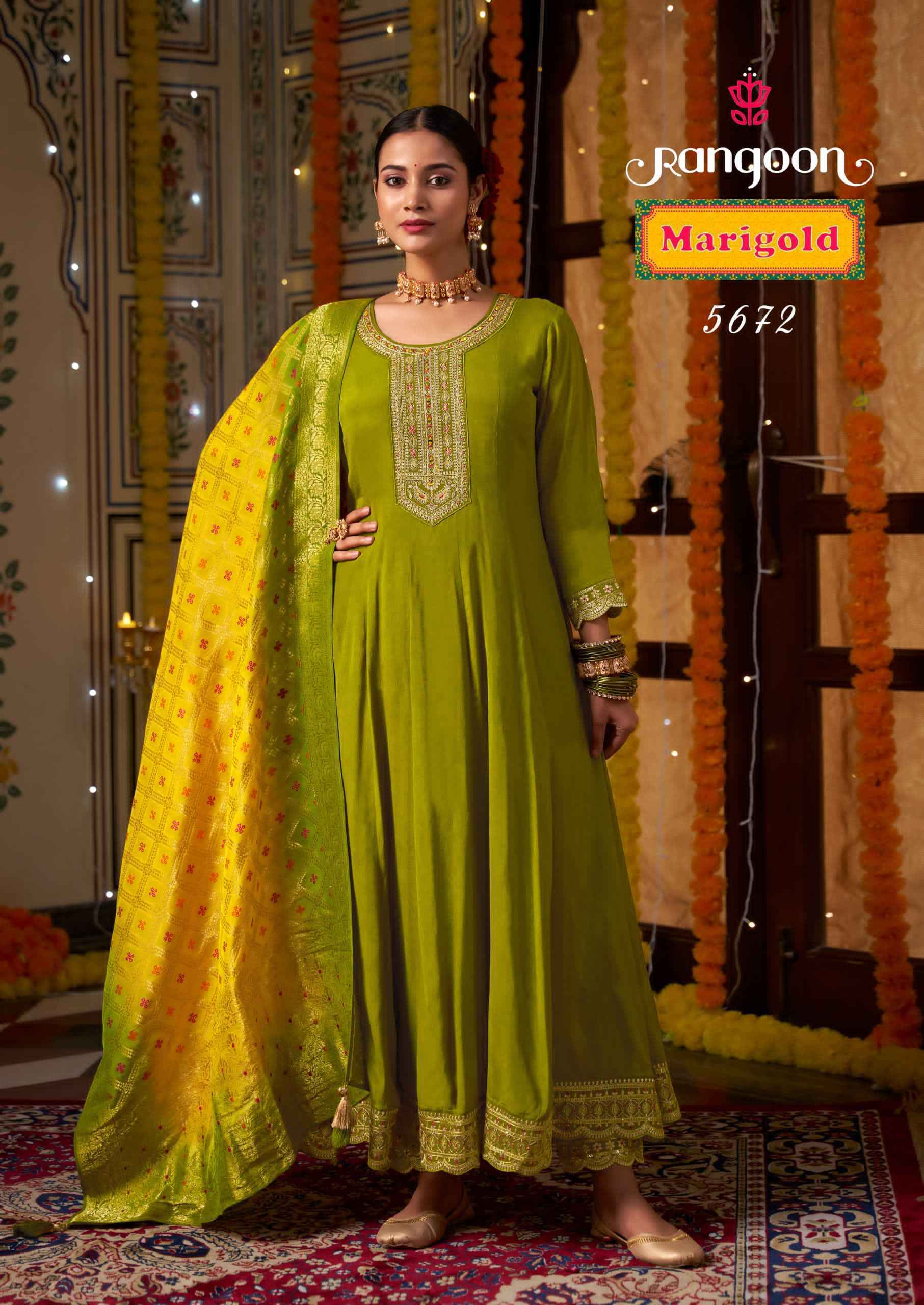 Rangoon Merigold Wholesale Silk Readymade Designer Suits ( 2 Pcs Catalouge )