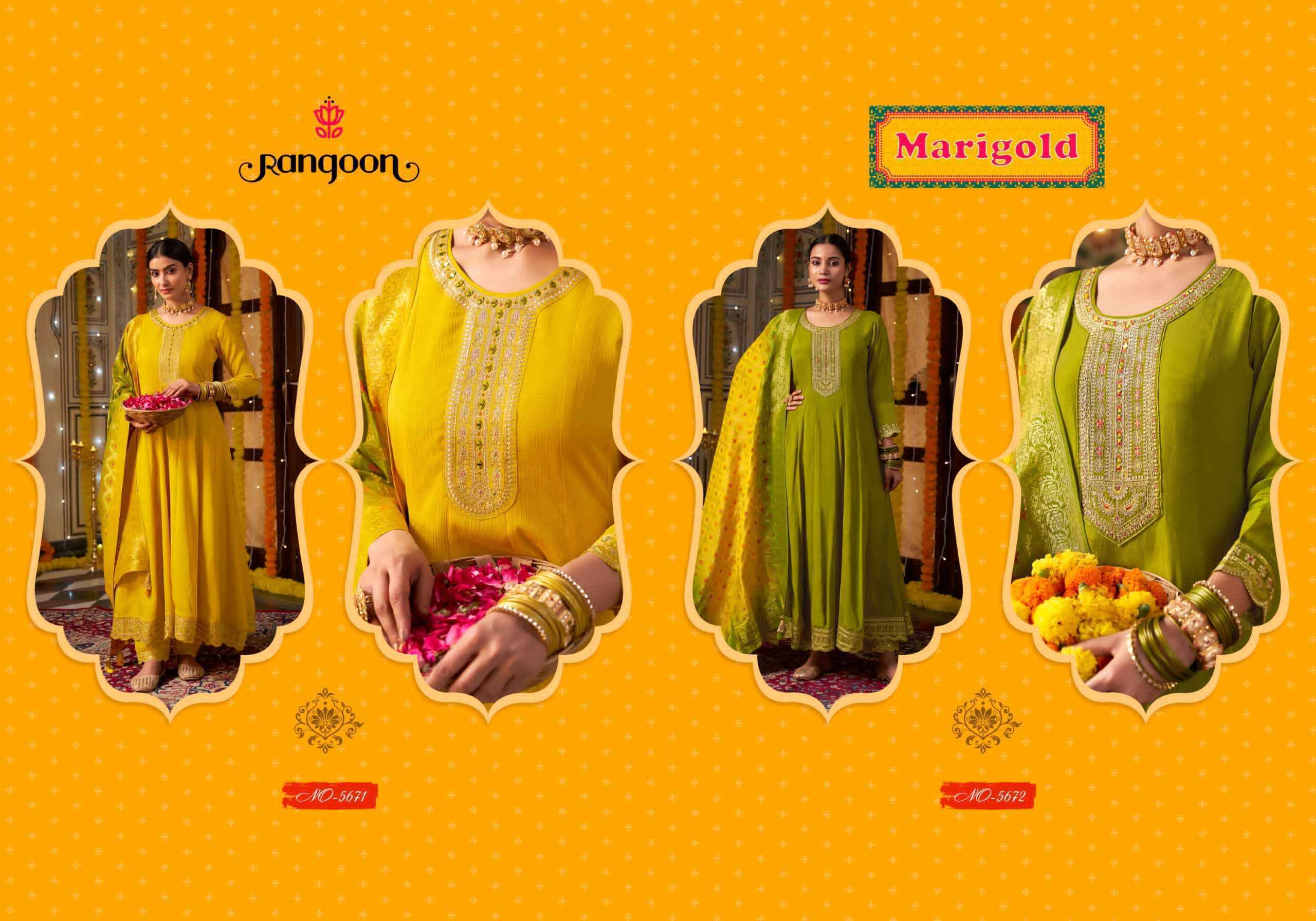 Rangoon Merigold Wholesale Silk Readymade Designer Suits ( 2 Pcs Catalouge )