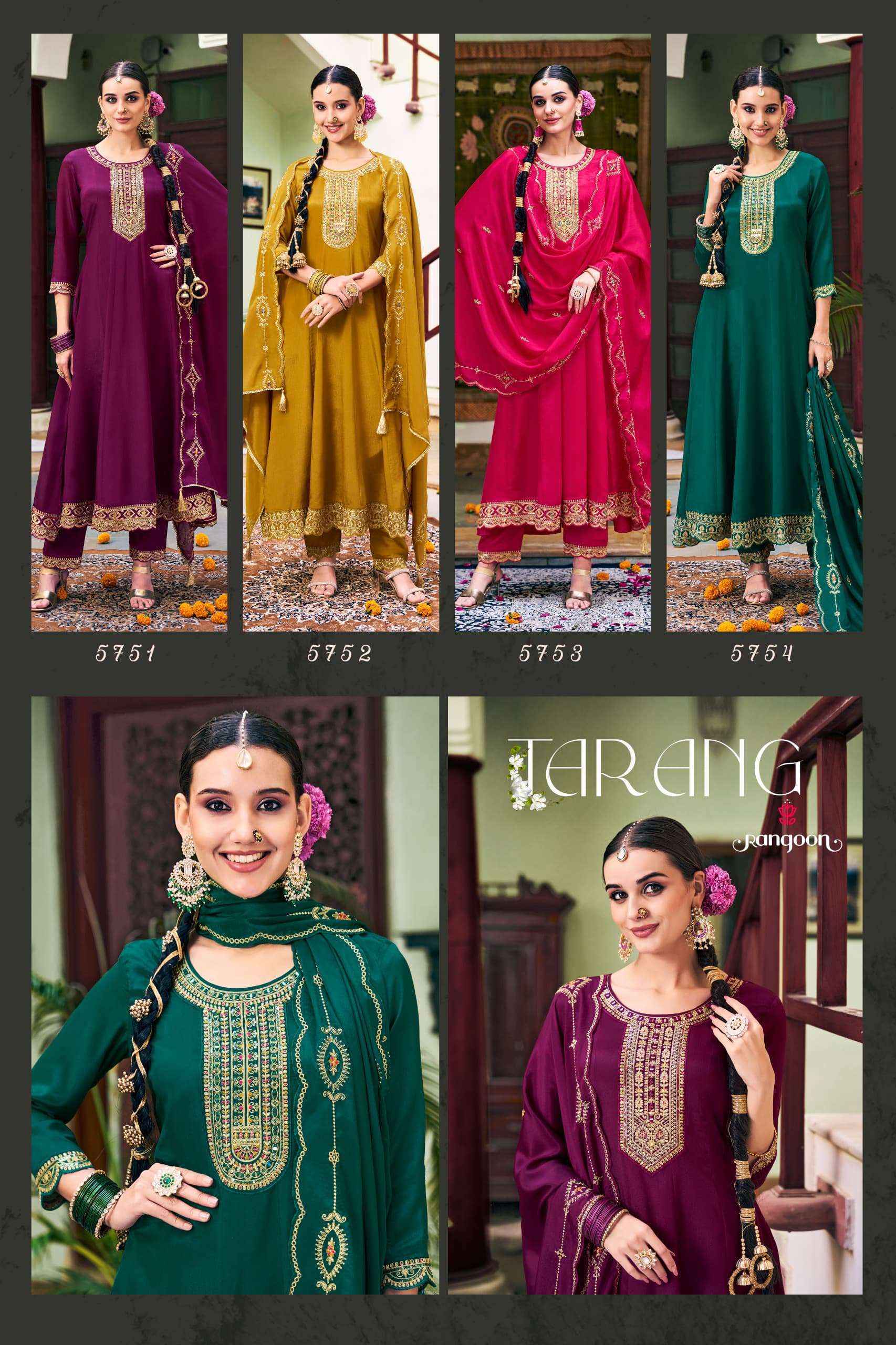 Rangoon Tarang Readymade Chinon Silk Suit Wholesale Price ( 4 Pcs Catalog )