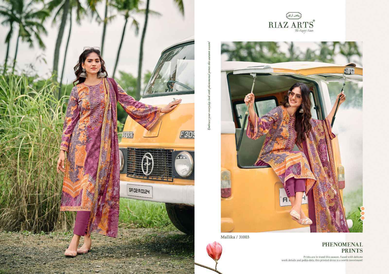 Riaz Arts Mallika Karachi Lawn Suits Online shopping ( 8 pcs Catalogue )