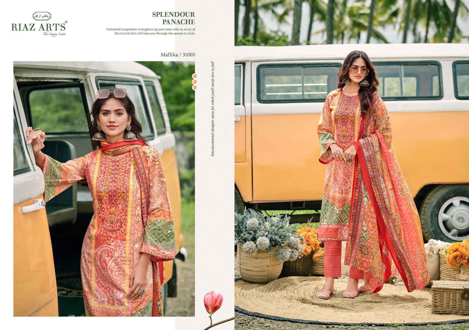 Riaz Arts Mallika Karachi Lawn Suits Online shopping ( 8 pcs Catalogue )