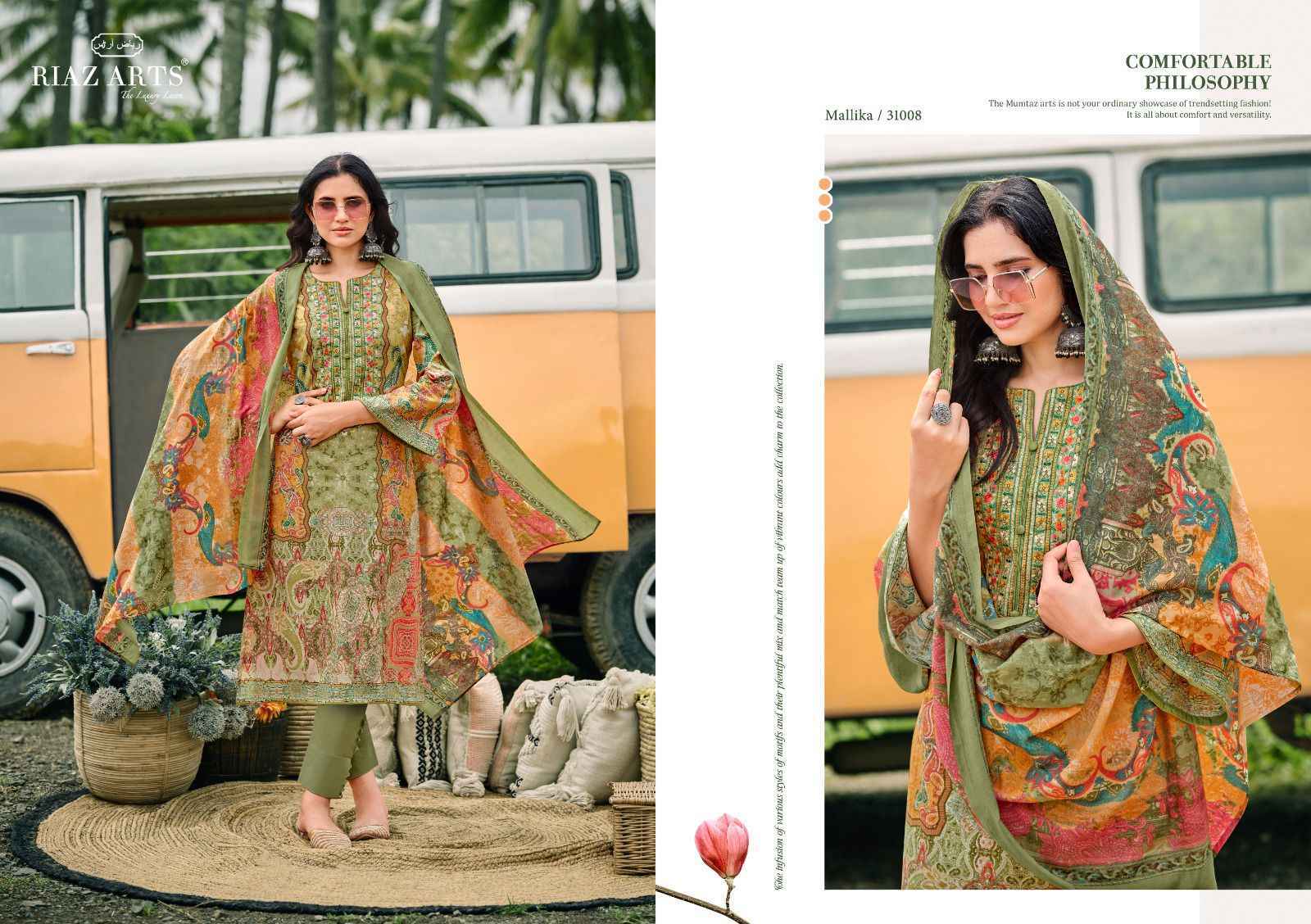 Riaz Arts Mallika Karachi Lawn Suits Online shopping ( 8 pcs Catalogue )