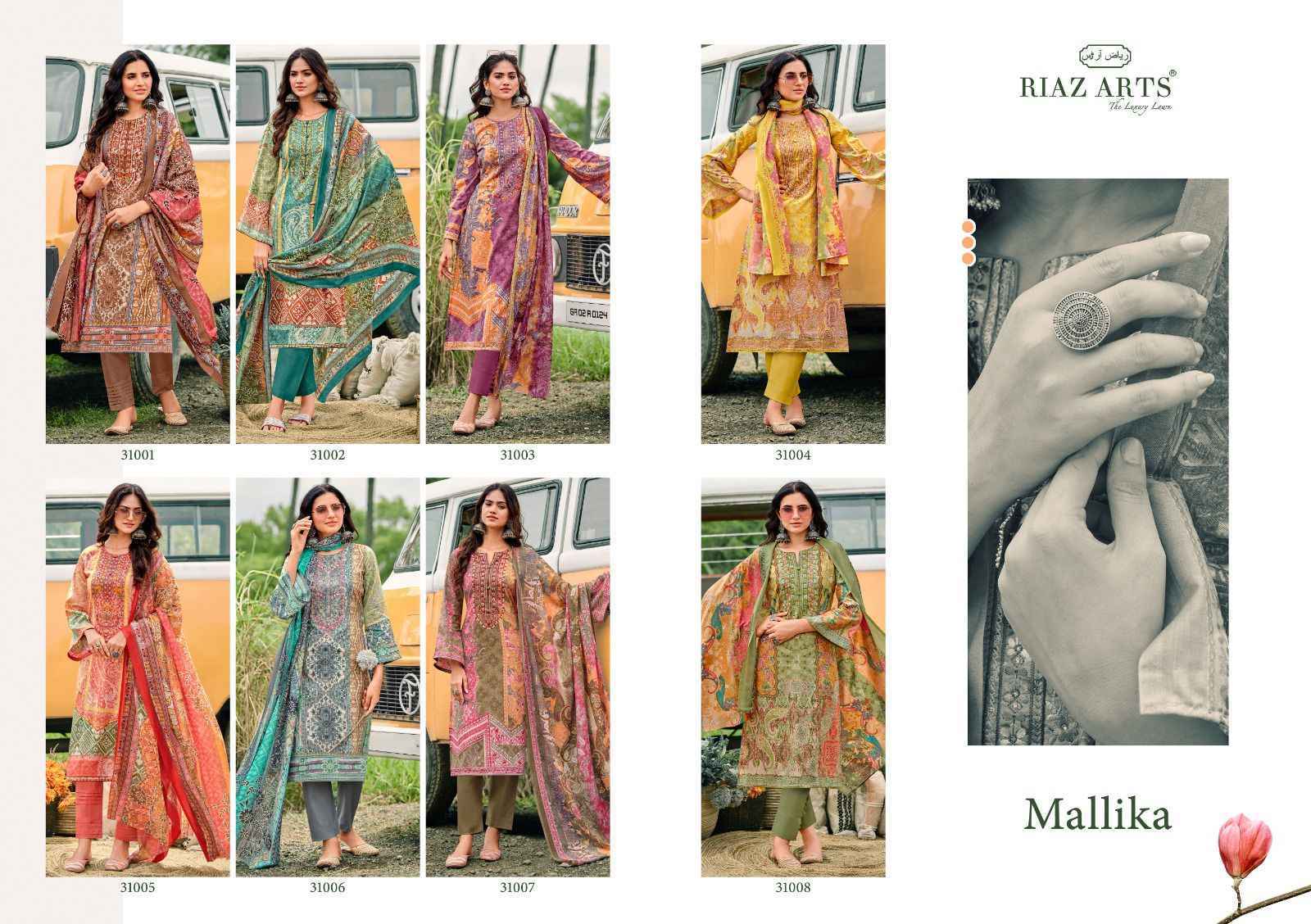 Riaz Arts Mallika Karachi Lawn Suits Online shopping ( 8 pcs Catalogue )