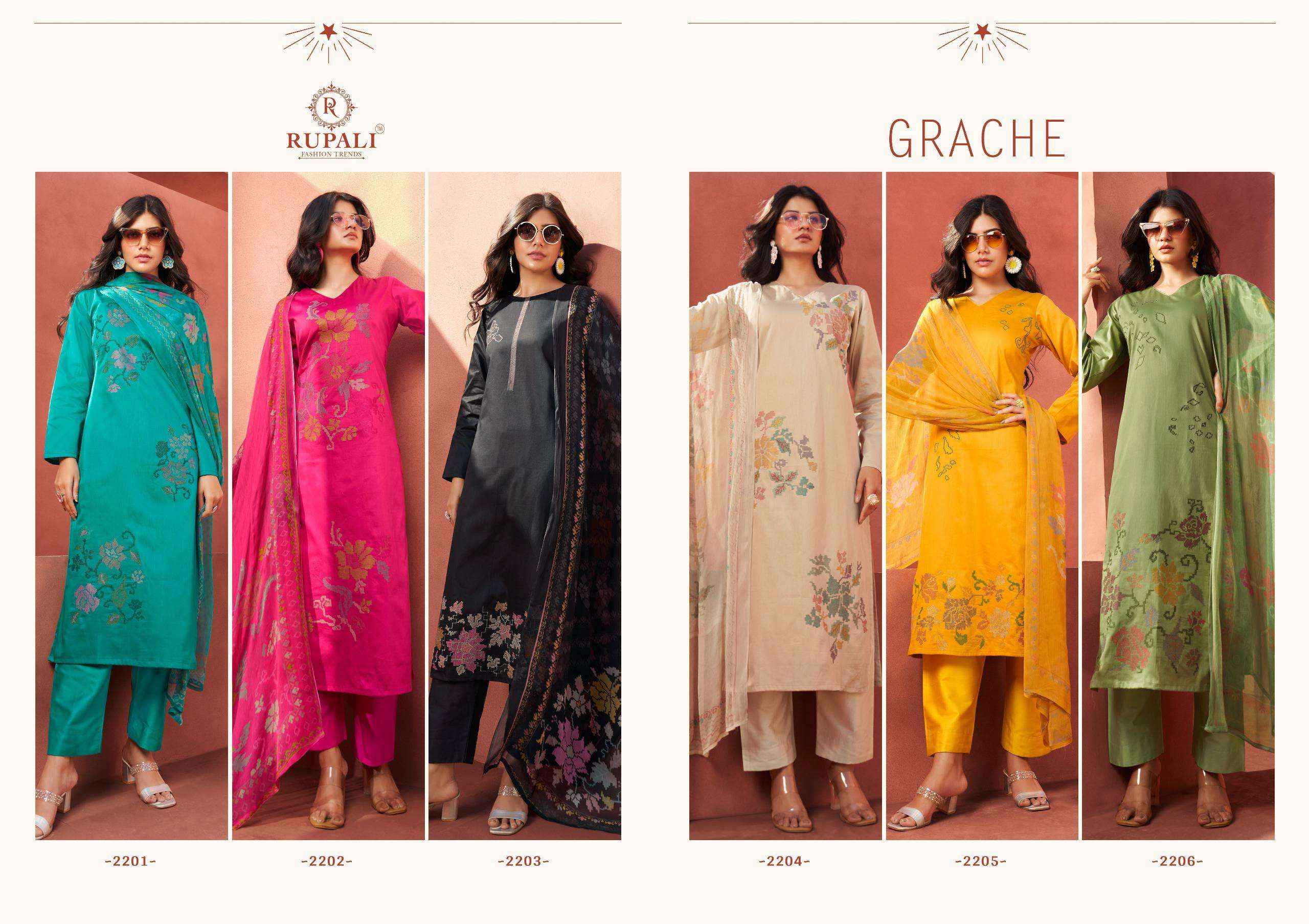 Rupali Fashion Grache Fancy Jam Satin Ladies Suit Salwar Kameez Wholesale price ( 6 Pcs Catalog )