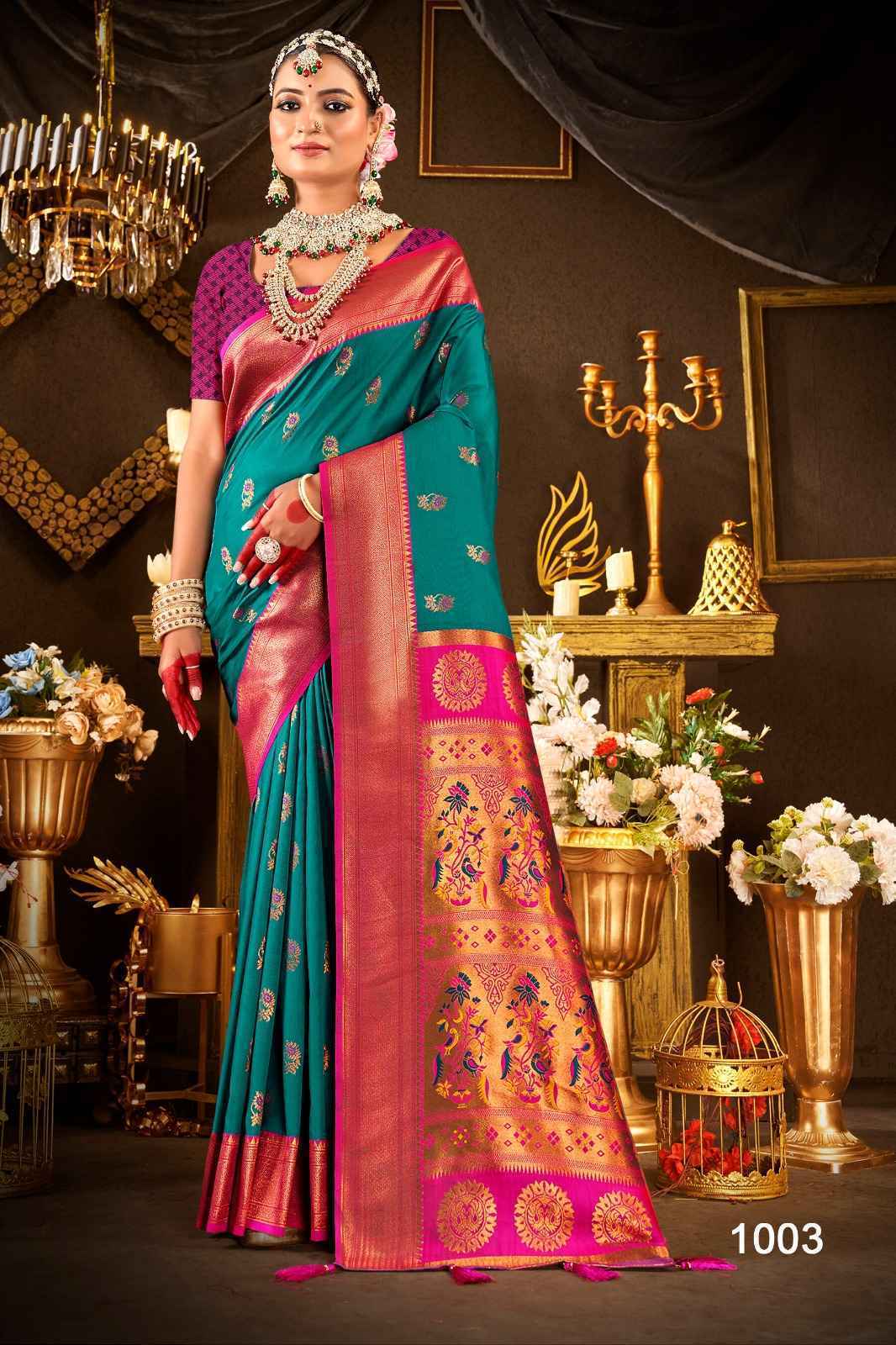 Saroj Nath Paithani Swarovski Silk Saree Wholesale Price ( 8 Pcs Catalog )