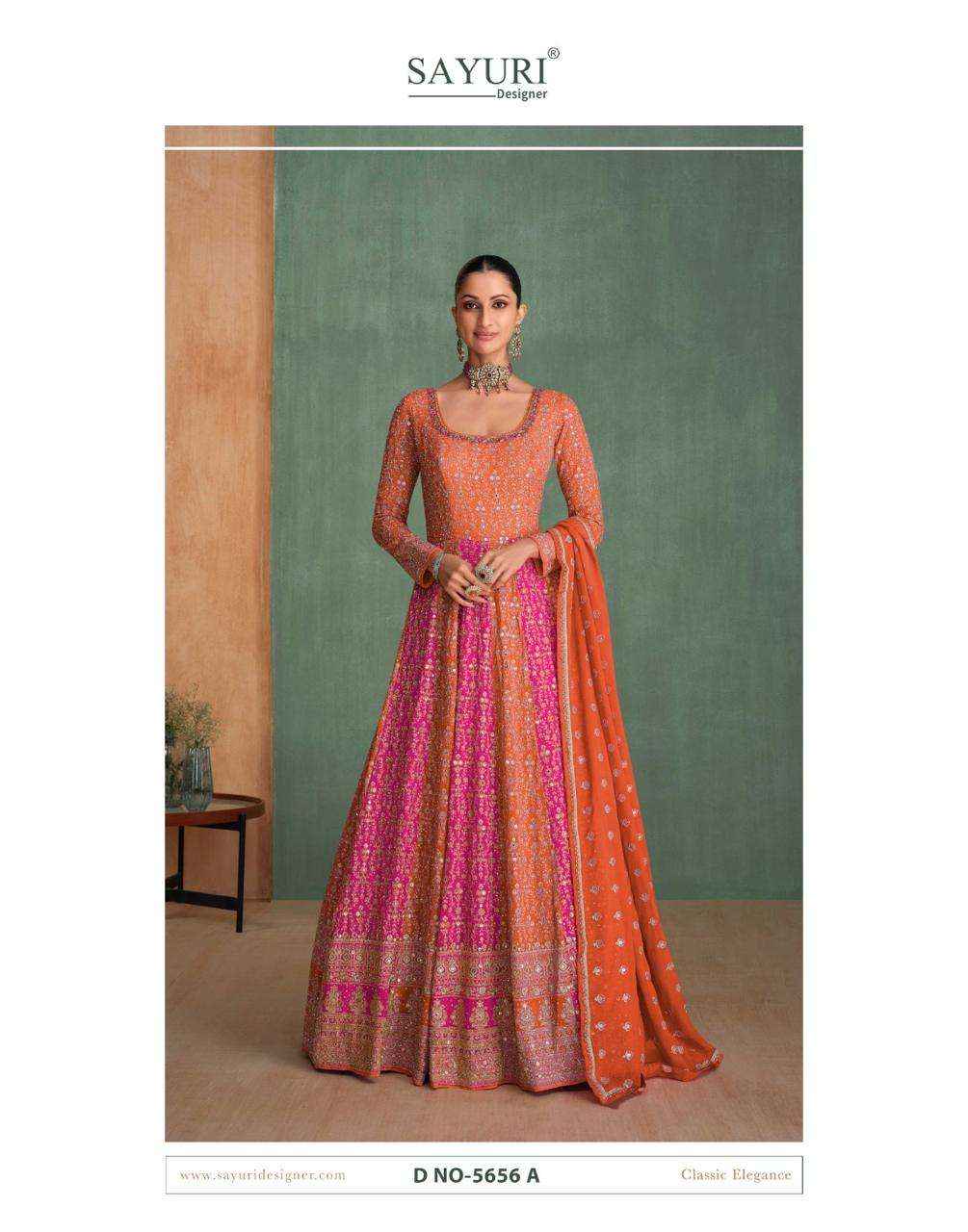 Sayuri Rang Rasiya 5656 And 5657 Colors Partywear Gown Wholesale Price ( 4 Pcs Catalog )