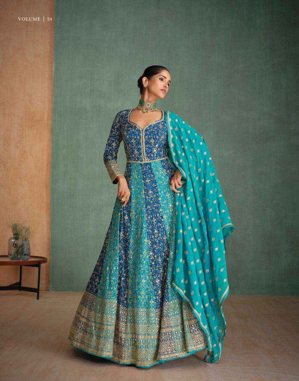 Sayuri Rang Rasiya 5656 And 5657 Colors Partywear Gown Wholesale Price ( 4 Pcs Catalog )