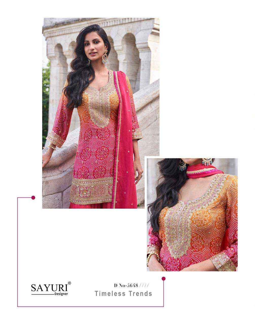 Sayuri Sakhi Nx 5646 To 5648 Designer Palazzo Style Suit Latest Dress Material Wholesale Price ( 3 Pcs Catalog )