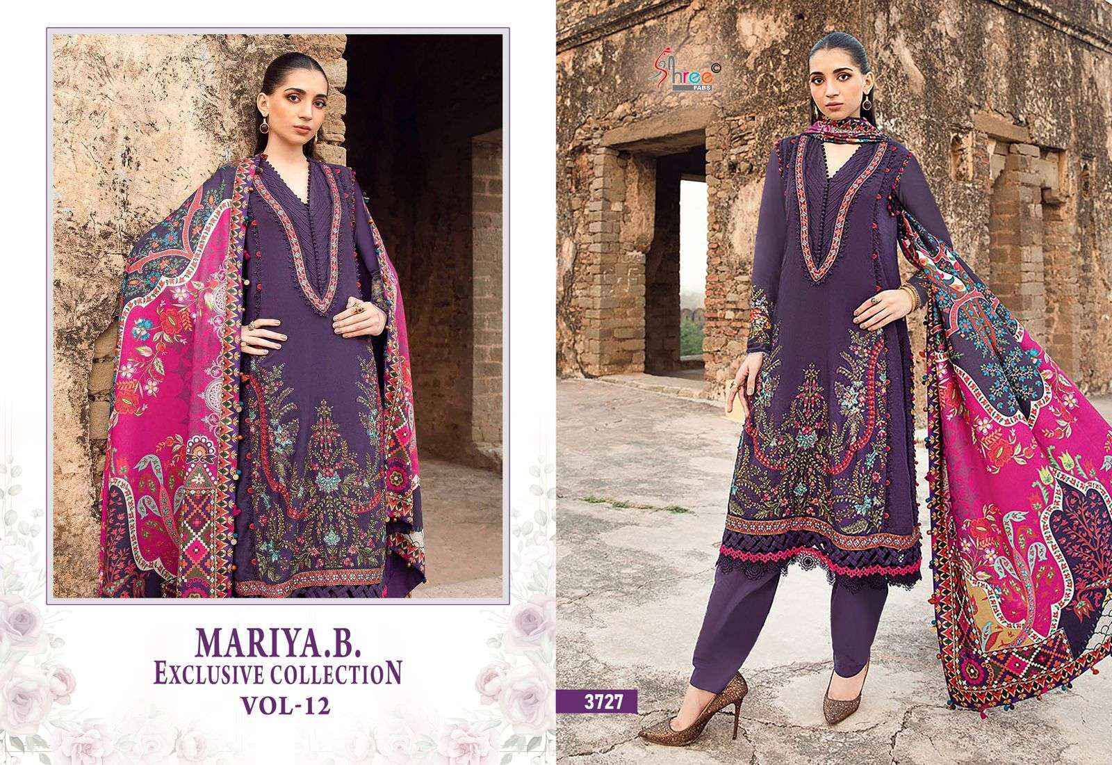 SHREE FABS MARIA B EXCLUSIVE COLLECTION VOL 12 RAYON DRESS MATERIAL ( 6 PCS CATALOG )