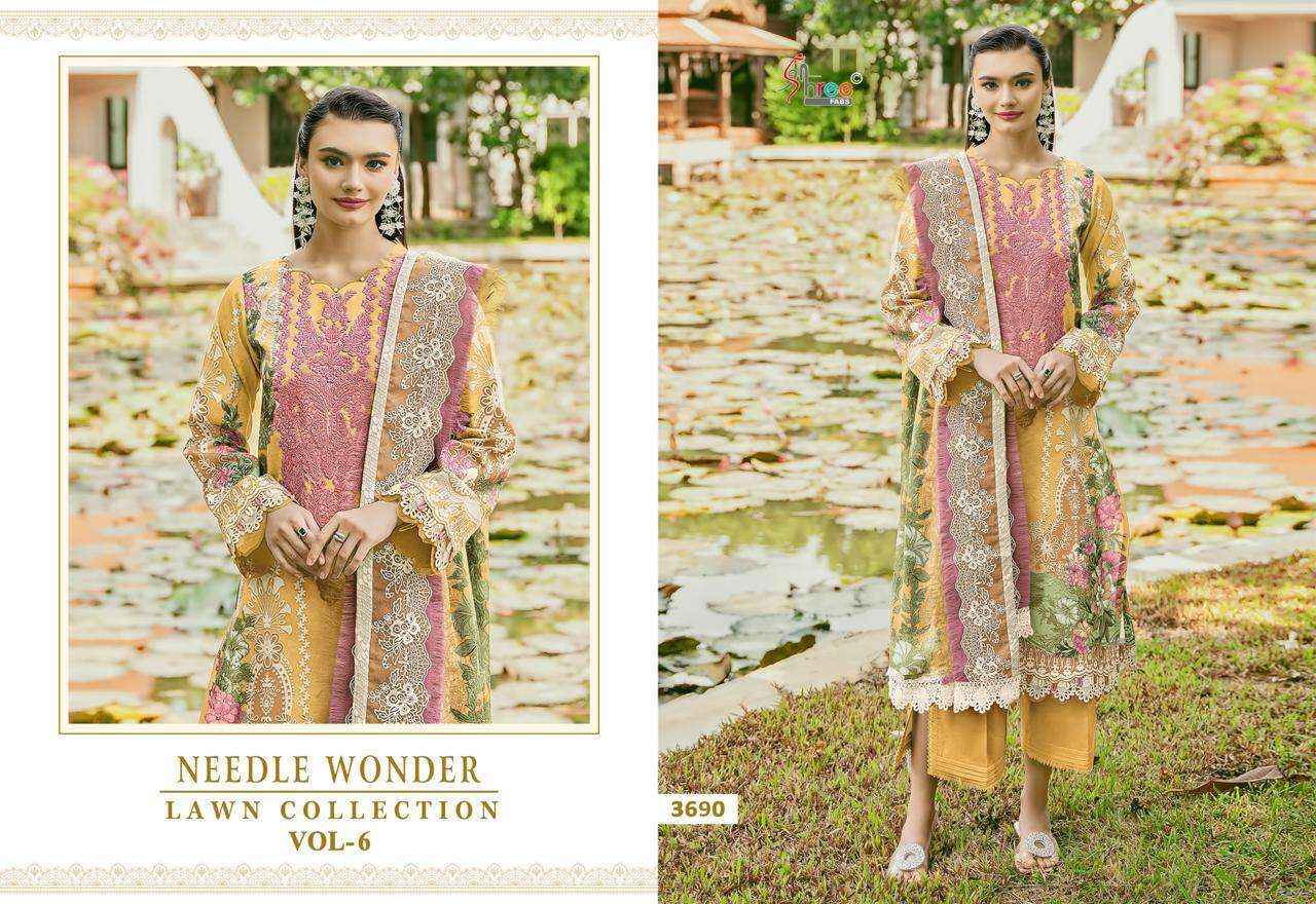 Shree Fabs Needle Wonder Lawn Collection Vol 6 Pakistani  Cotton Suit Salwar Kameez Wholesale Price ( 6 Pcs Catalog )