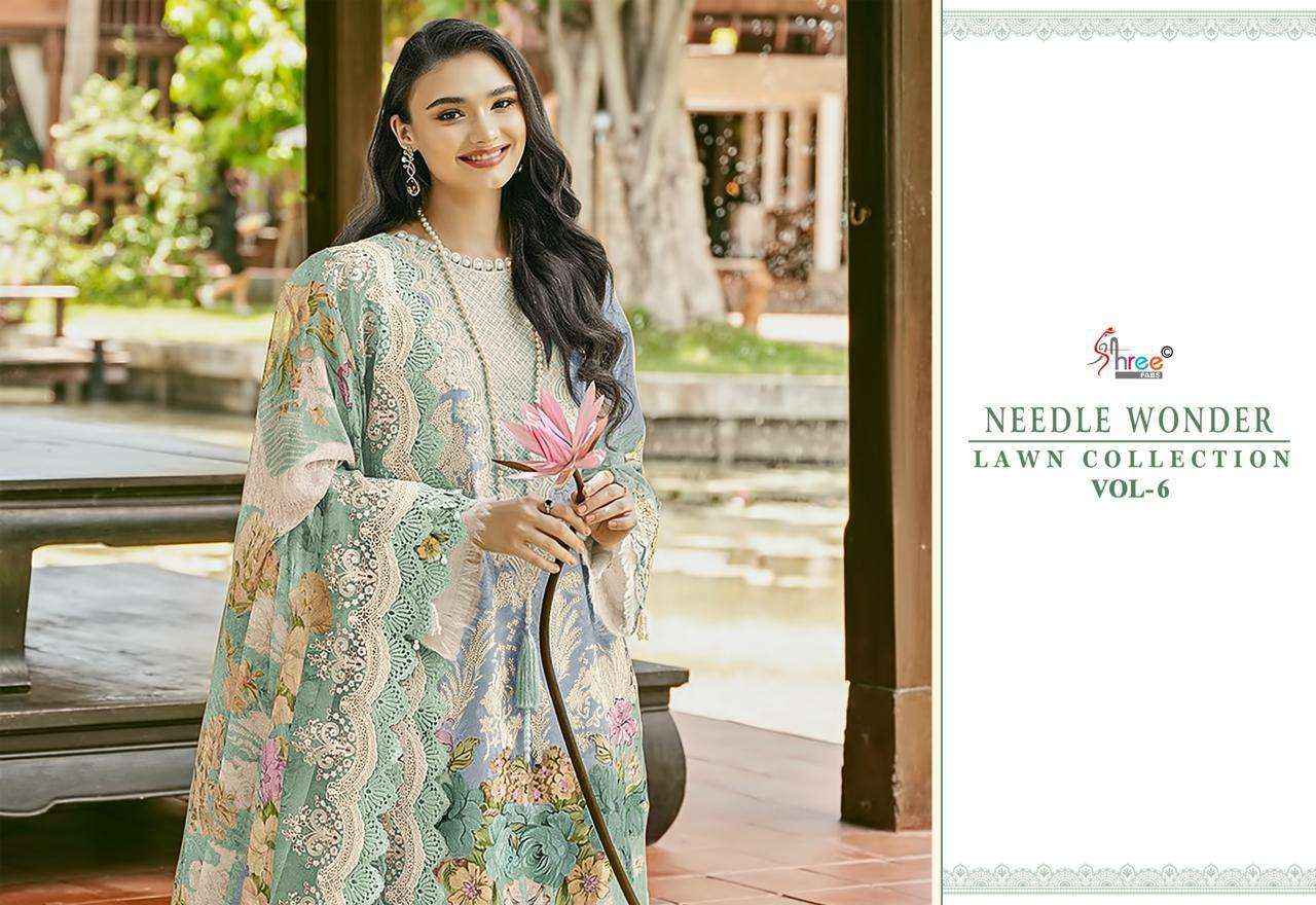 Shree Fabs Needle Wonder Lawn Collection Vol 6 Pakistani  Cotton Suit Salwar Kameez Wholesale Price ( 6 Pcs Catalog )