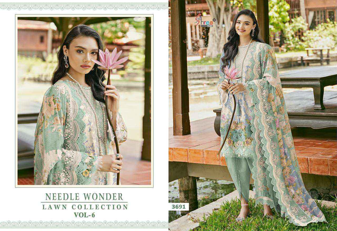 Shree Fabs Needle Wonder Lawn Collection Vol 6 Pakistani  Cotton Suit Salwar Kameez Wholesale Price ( 6 Pcs Catalog )