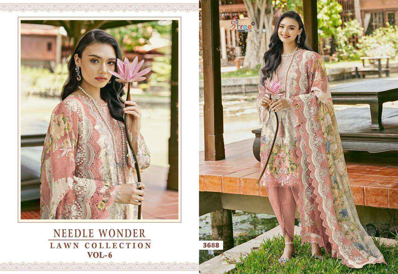 Shree Fabs Needle Wonder Lawn Collection Vol 6 Pakistani  Cotton Suit Salwar Kameez Wholesale Price ( 6 Pcs Catalog )