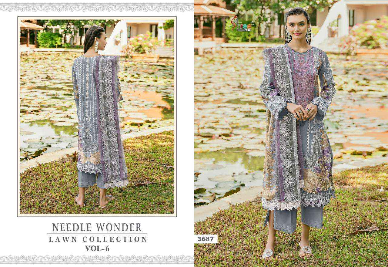 Shree Fabs Needle Wonder Lawn Collection Vol 6 Pakistani  Cotton Suit Salwar Kameez Wholesale Price ( 6 Pcs Catalog )