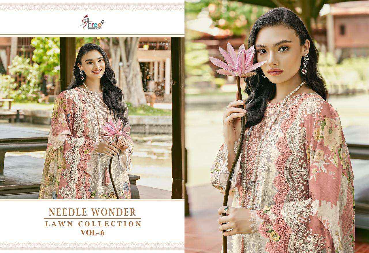 Shree Fabs Needle Wonder Lawn Collection Vol 6 Pakistani  Cotton Suit Salwar Kameez Wholesale Price ( 6 Pcs Catalog )