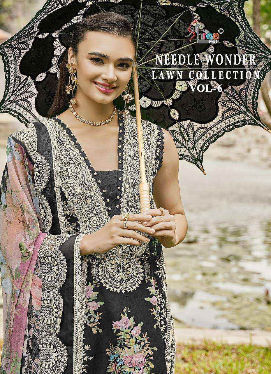 Shree Fabs Needle Wonder Lawn Collection Vol 6 Pakistani  Cotton Suit Salwar Kameez Wholesale Price ( 6 Pcs Catalog )