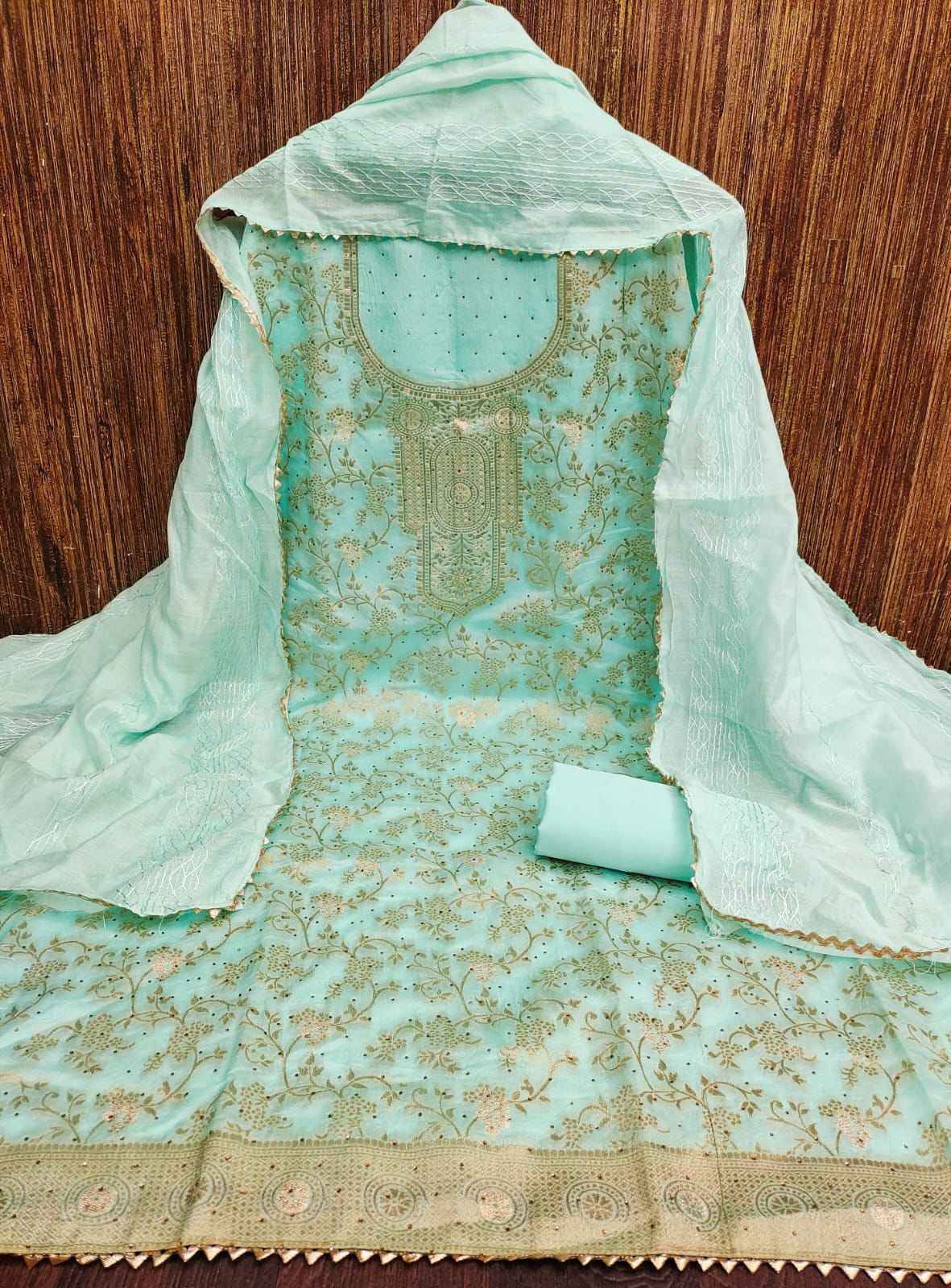 SIYAPATI 105 ORIGINAL BANARSI ZEQUARD WITH MACHINE DIAMOND NON CATALOG SUITS ( 6 PCS SET )