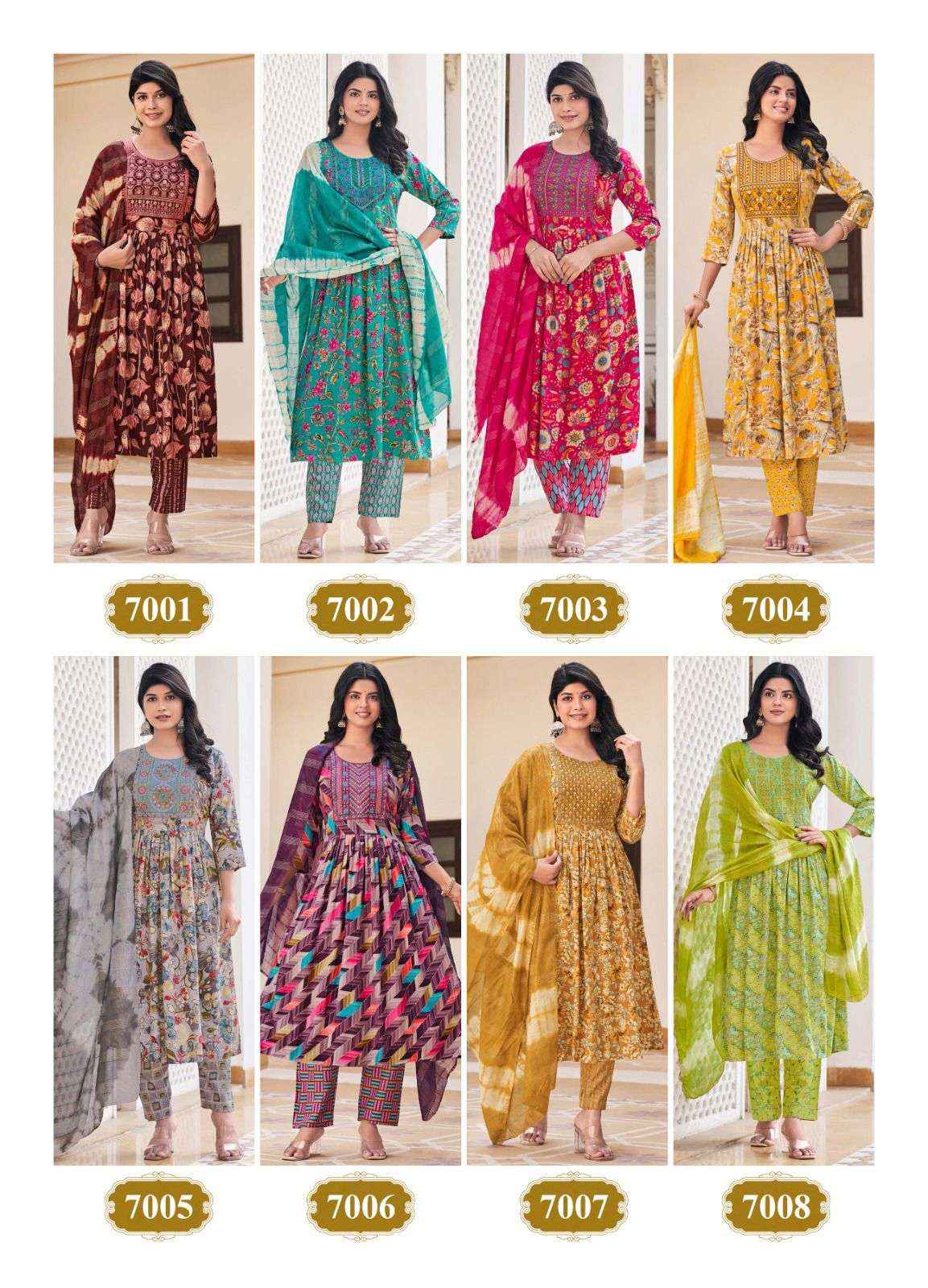 Taniksh Sibani Vol 7 Rayon Kurti Pant Dupatta Set Wholesale Price ( 8 Pcs Catalog )