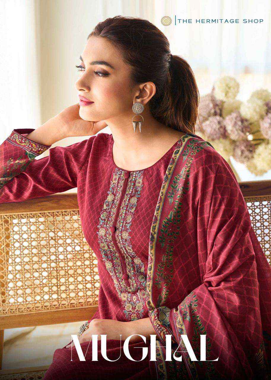 THE HERMITAGE SHOP MUGHAL JAM SATIN SALWAR KAMEEZ (4 PCS CATALOG )