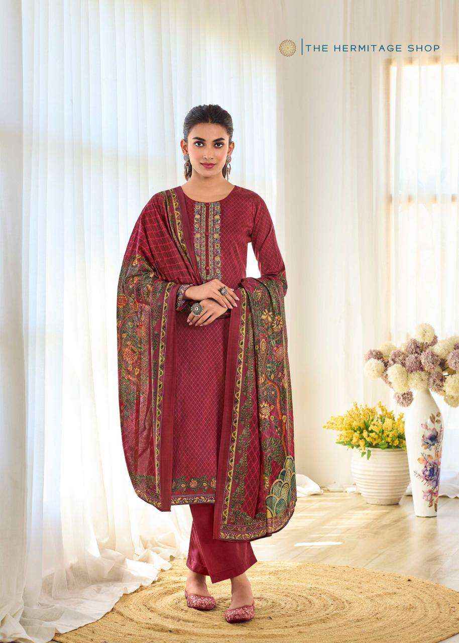 THE HERMITAGE SHOP MUGHAL JAM SATIN SALWAR KAMEEZ (4 PCS CATALOG )