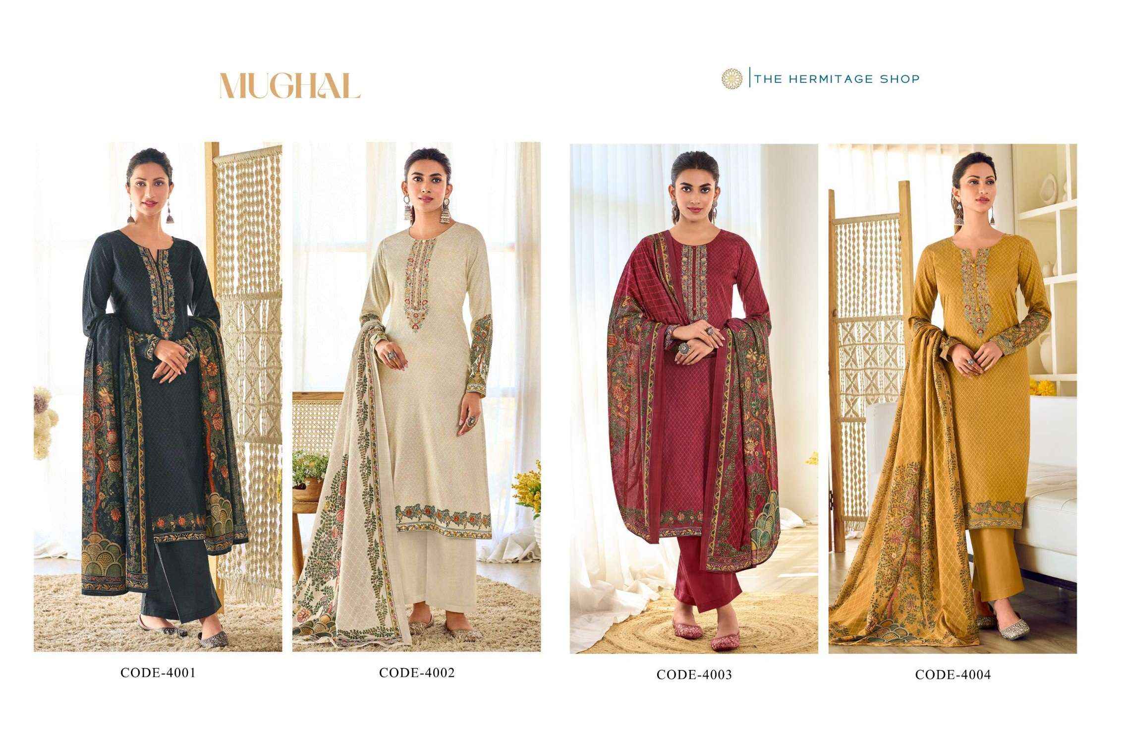 THE HERMITAGE SHOP MUGHAL JAM SATIN SALWAR KAMEEZ (4 PCS CATALOG )