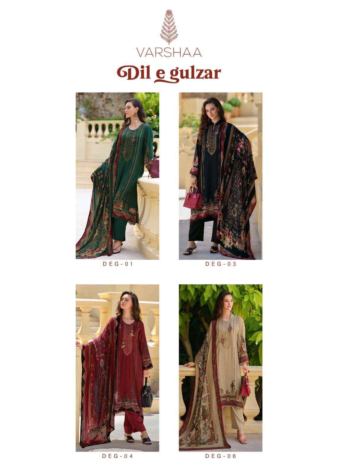 Varsha Dil E Gulzar Exclusive Fancy Muslin Ladies Salwar Kameez Wholesale Price ( 4 Pcs Catalog )