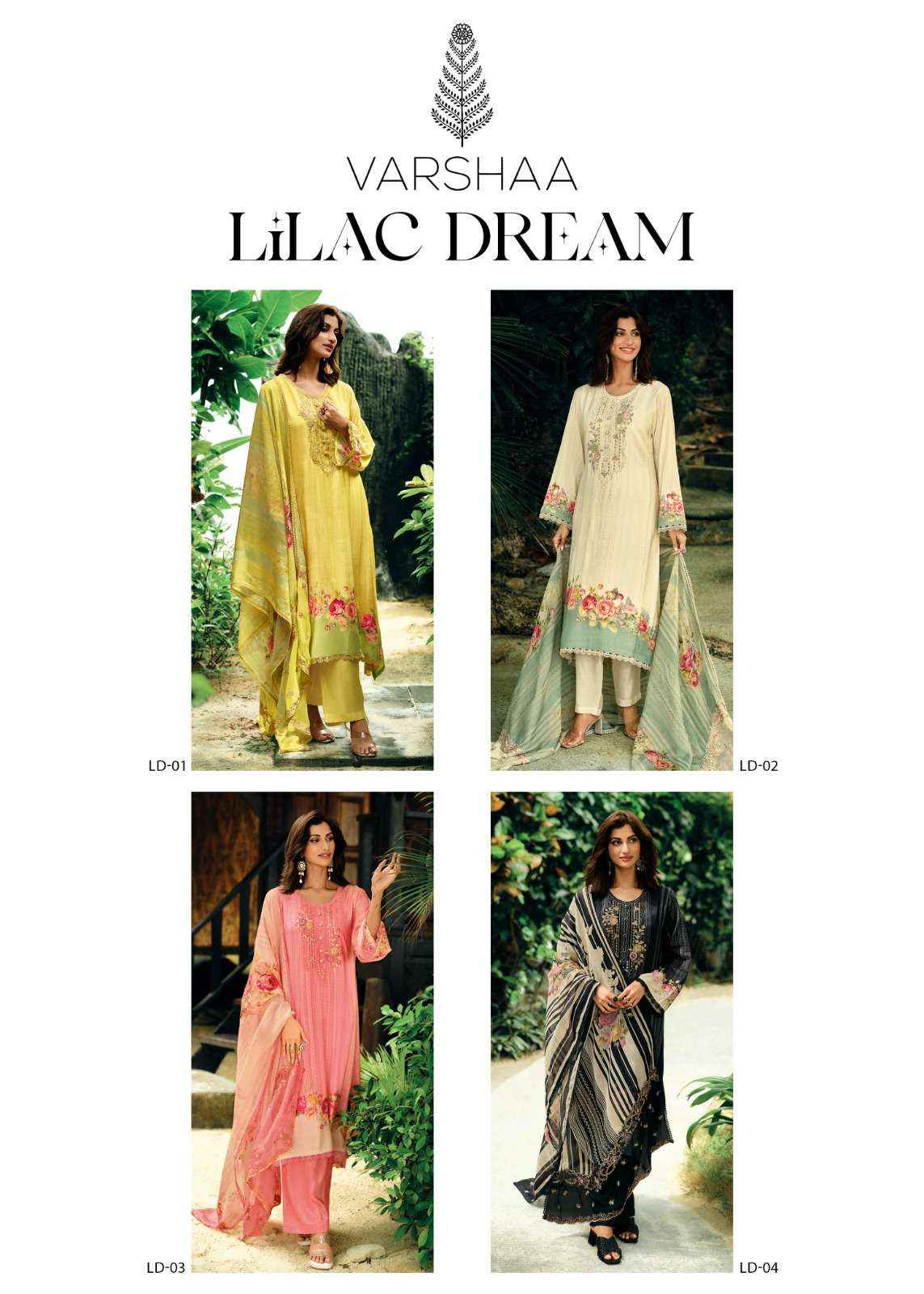 Varsha Lilac Dream Fancy Muslin Ladies Suit Salwar Kameez Wholesale Price ( 4 Pcs Catalog )