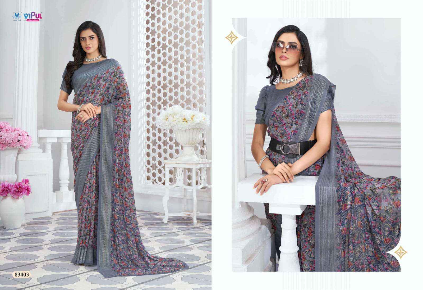 Vipul Falguni Vol 2 83403 TO 83411 Fancy Designer Style Georgette Saree Wholesale Price ( 9 Pcs Catalog )