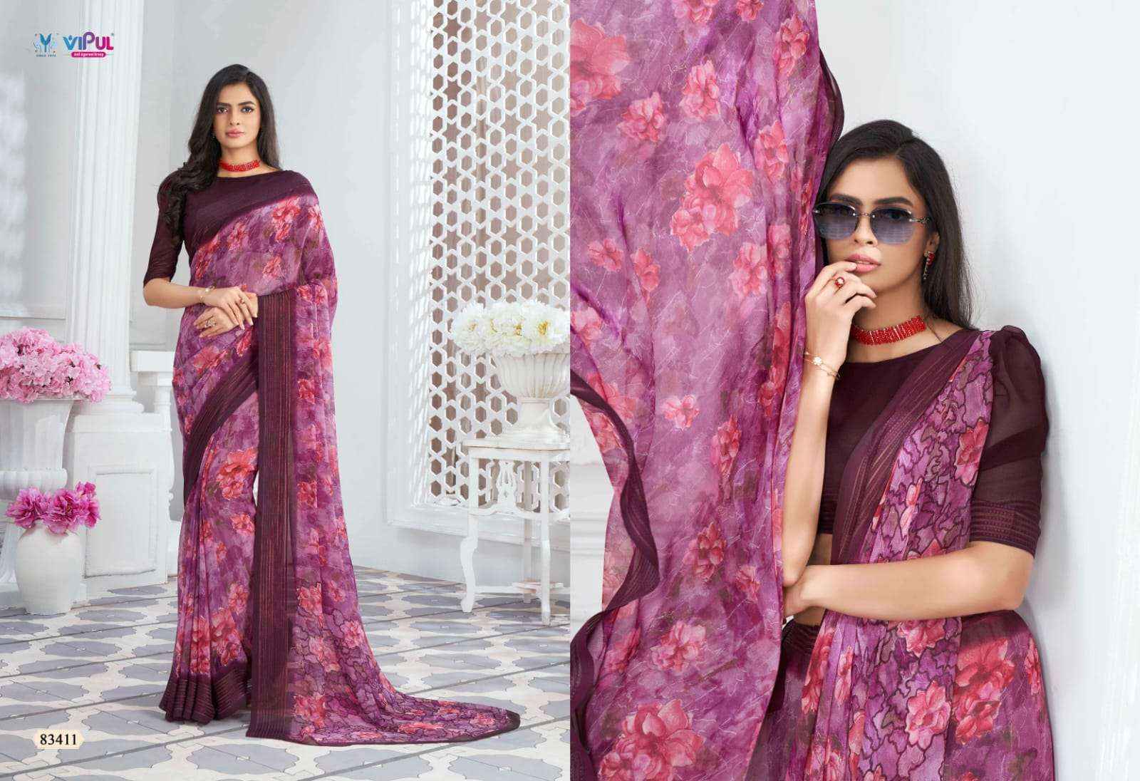 Vipul Falguni Vol 2 83403 TO 83411 Fancy Designer Style Georgette Saree Wholesale Price ( 9 Pcs Catalog )