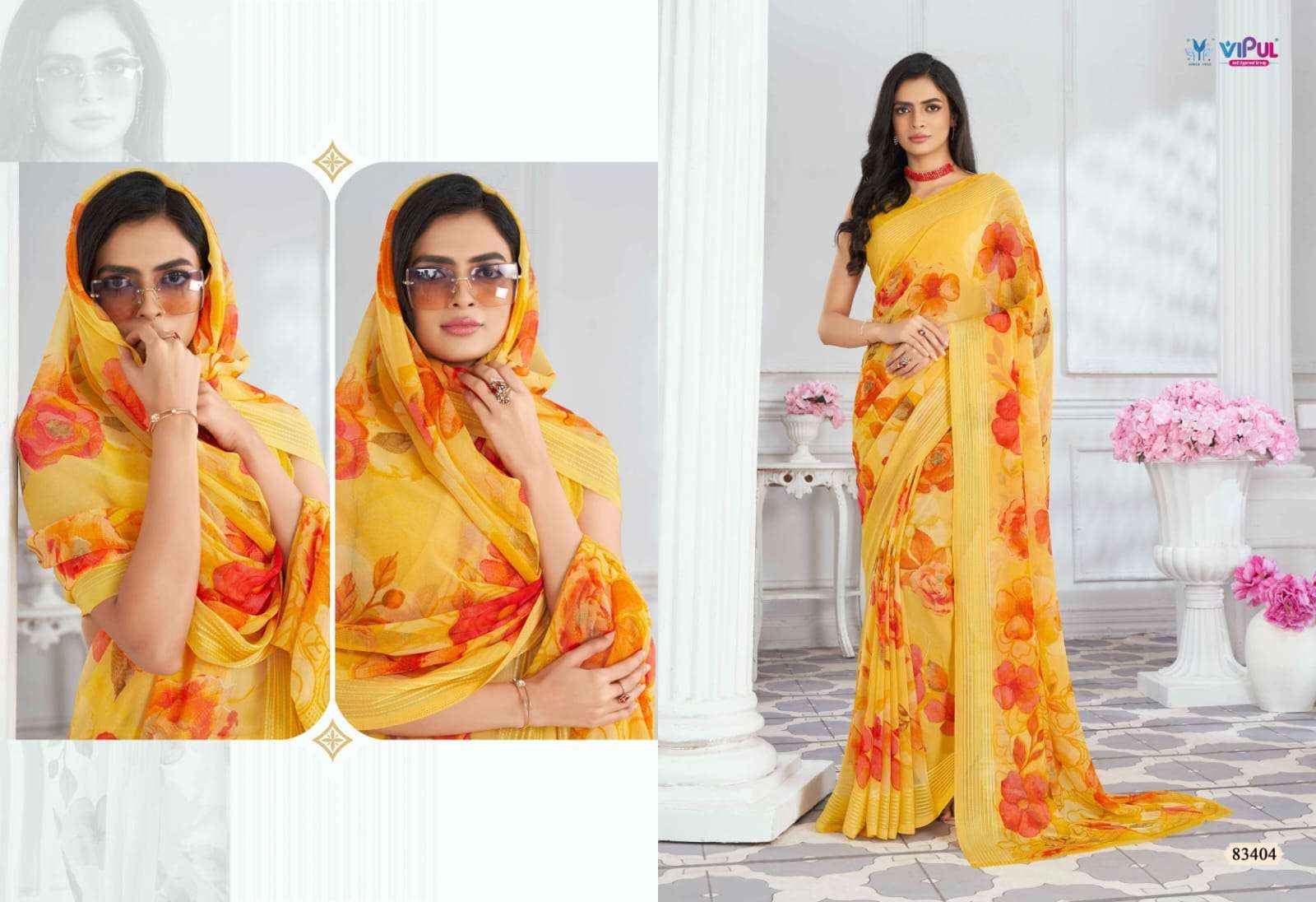 Vipul Falguni Vol 2 83403 TO 83411 Fancy Designer Style Georgette Saree Wholesale Price ( 9 Pcs Catalog )