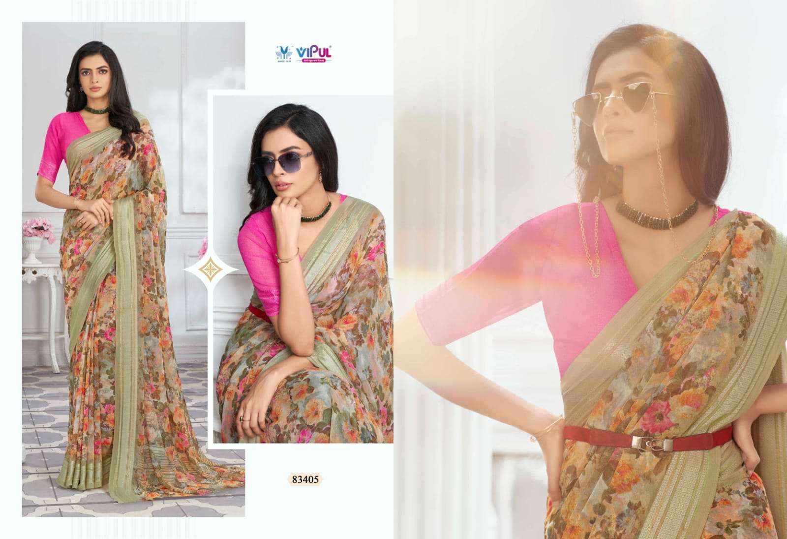 Vipul Falguni Vol 2 83403 TO 83411 Fancy Designer Style Georgette Saree Wholesale Price ( 9 Pcs Catalog )