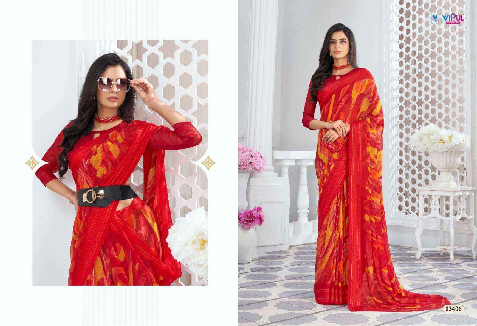 Vipul Falguni Vol 2 83403 TO 83411 Fancy Designer Style Georgette Saree Wholesale Price ( 9 Pcs Catalog )