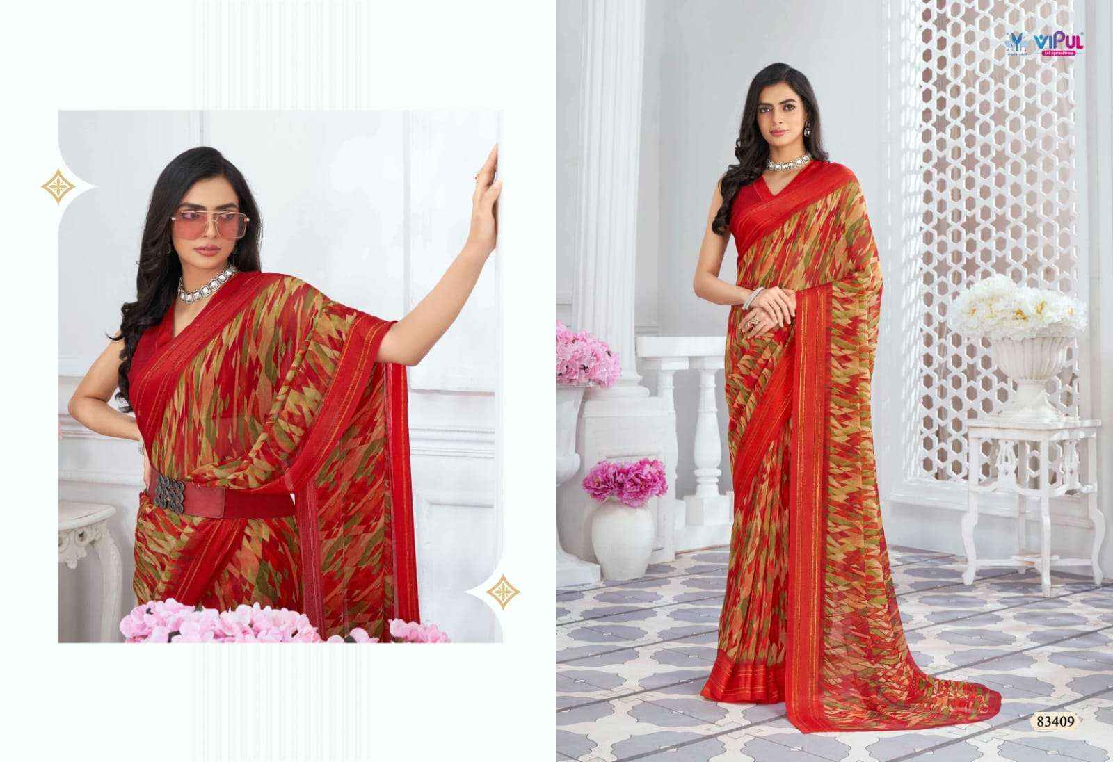 Vipul Falguni Vol 2 83403 TO 83411 Fancy Designer Style Georgette Saree Wholesale Price ( 9 Pcs Catalog )