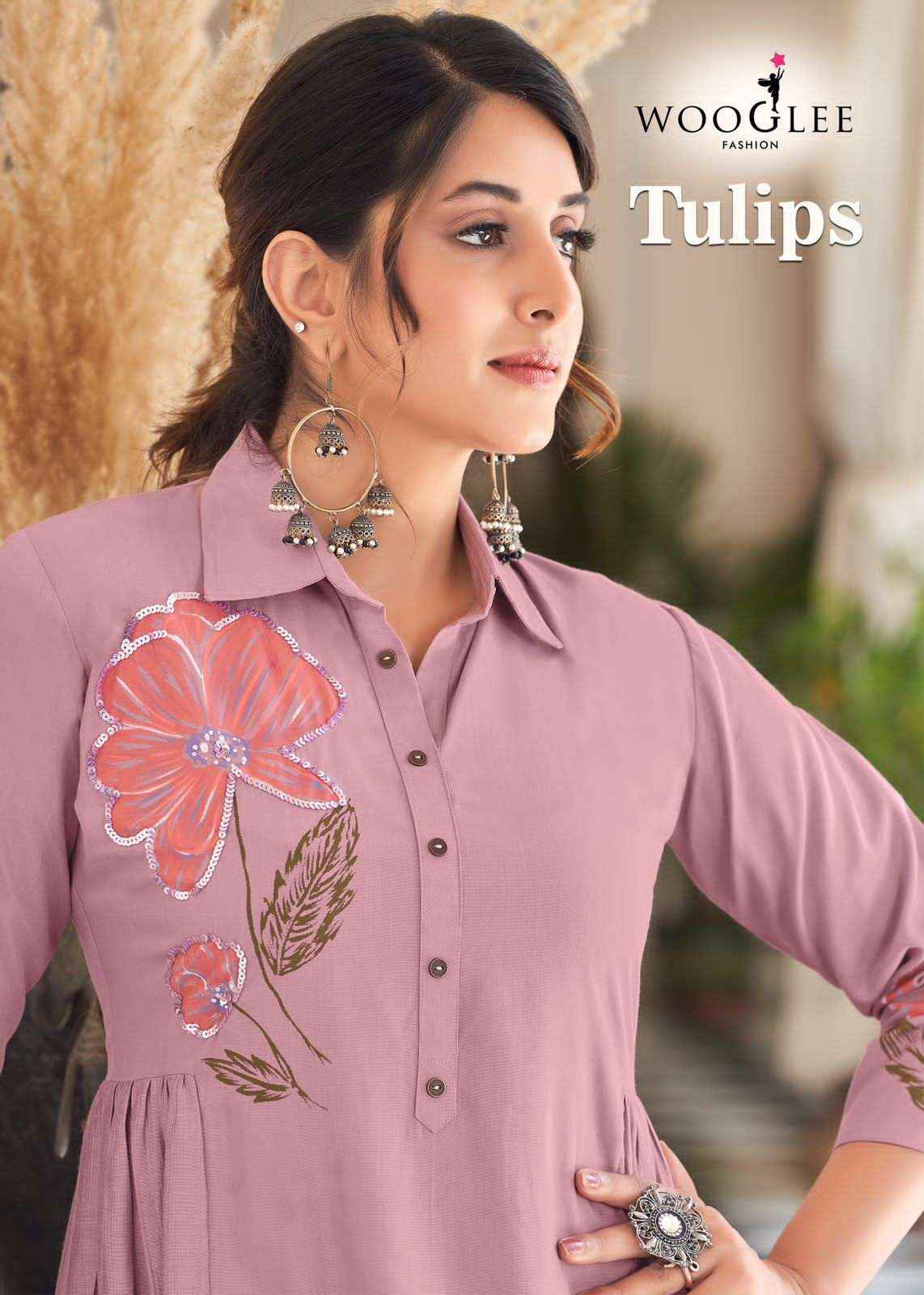 WOOGLEE TULIP WHOLESALE RAYON FANCY CAUSAL LOOKS CO-ORD SET ( 4 PCS CATALOGUE )