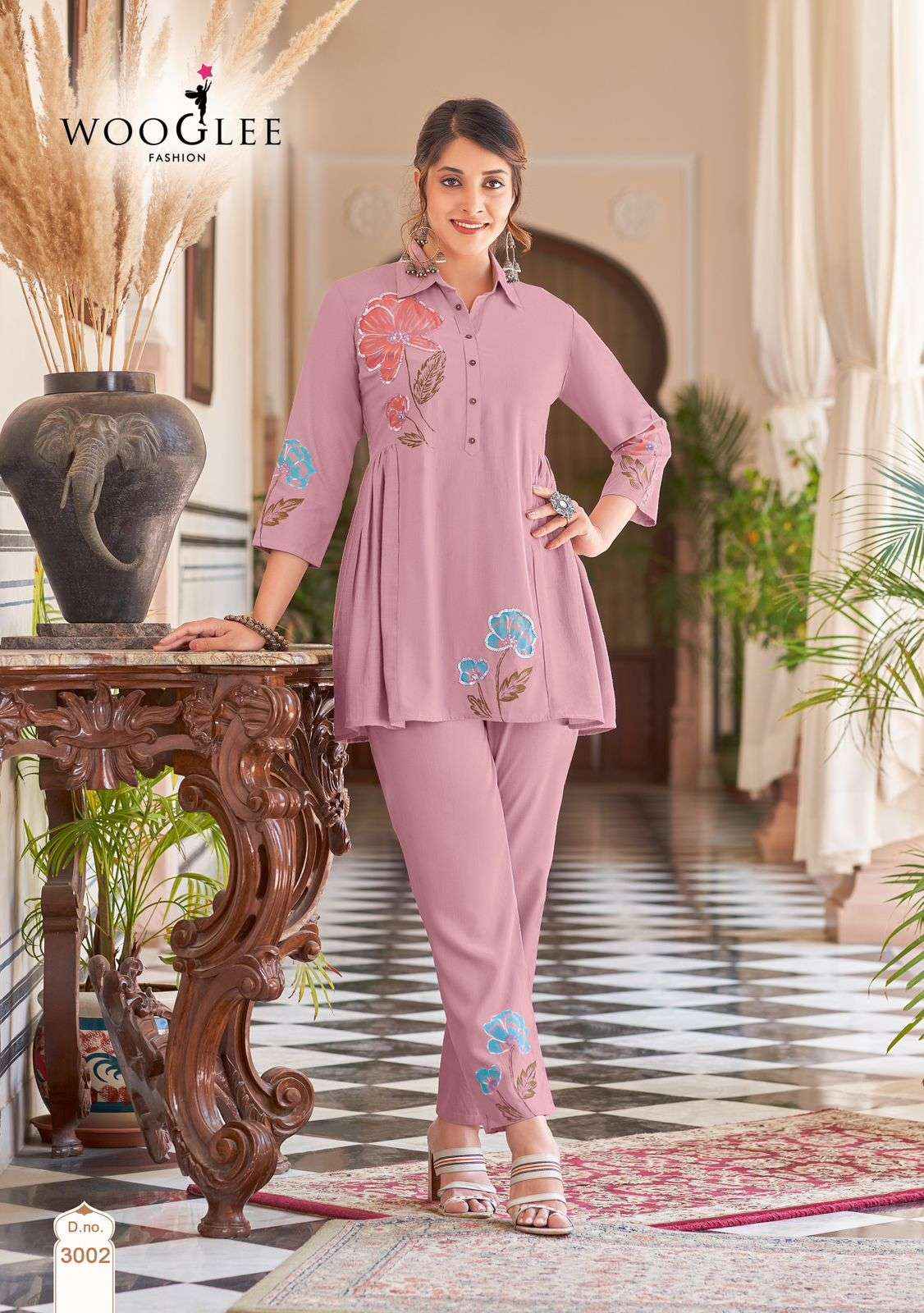 WOOGLEE TULIP WHOLESALE RAYON FANCY CAUSAL LOOKS CO-ORD SET ( 4 PCS CATALOGUE )