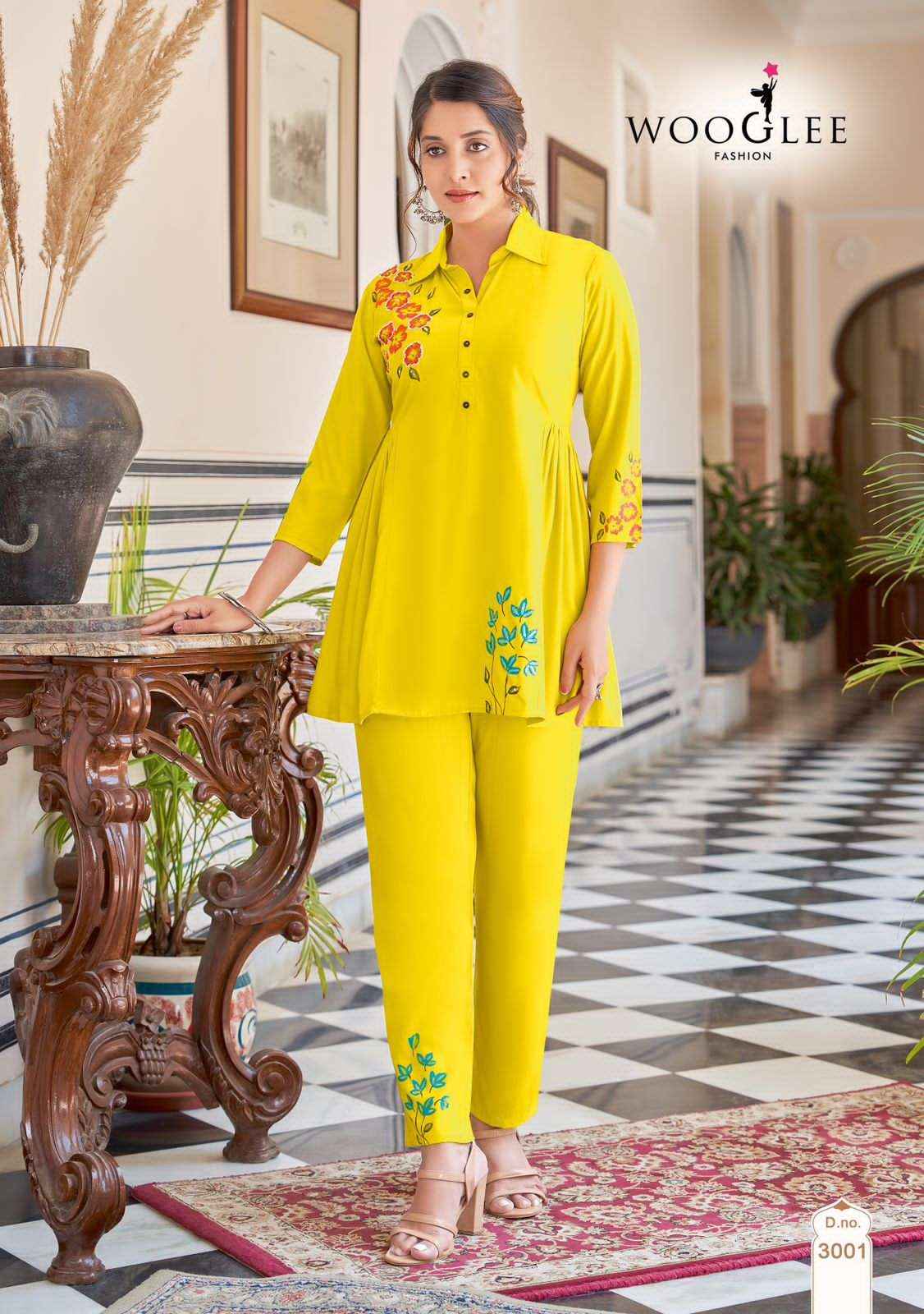 WOOGLEE TULIP WHOLESALE RAYON FANCY CAUSAL LOOKS CO-ORD SET ( 4 PCS CATALOGUE )