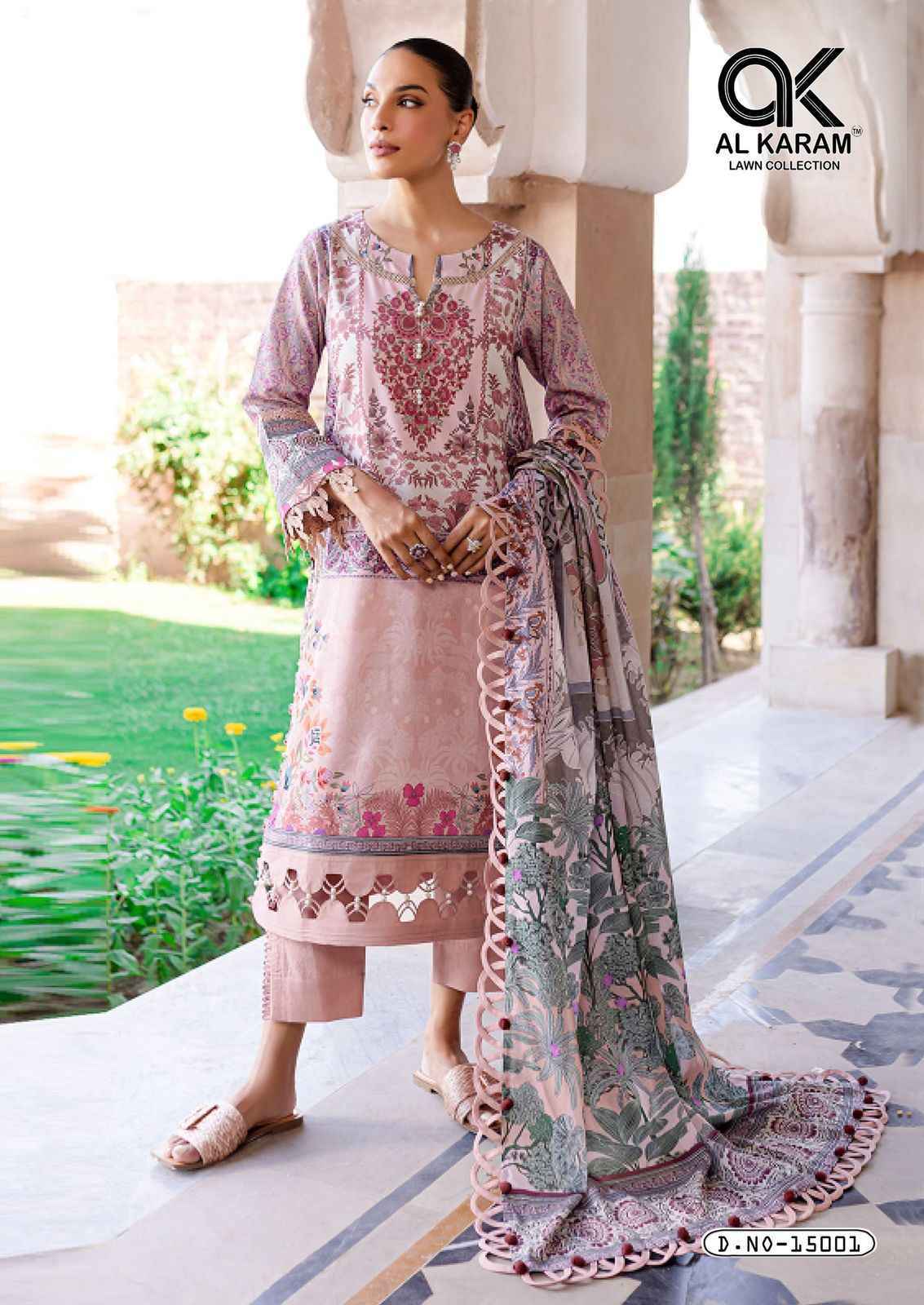Al Karam Kesariya Vol 15 Wholesale Cambric Cotton Dress Material ( 6 pcs Catalogue )