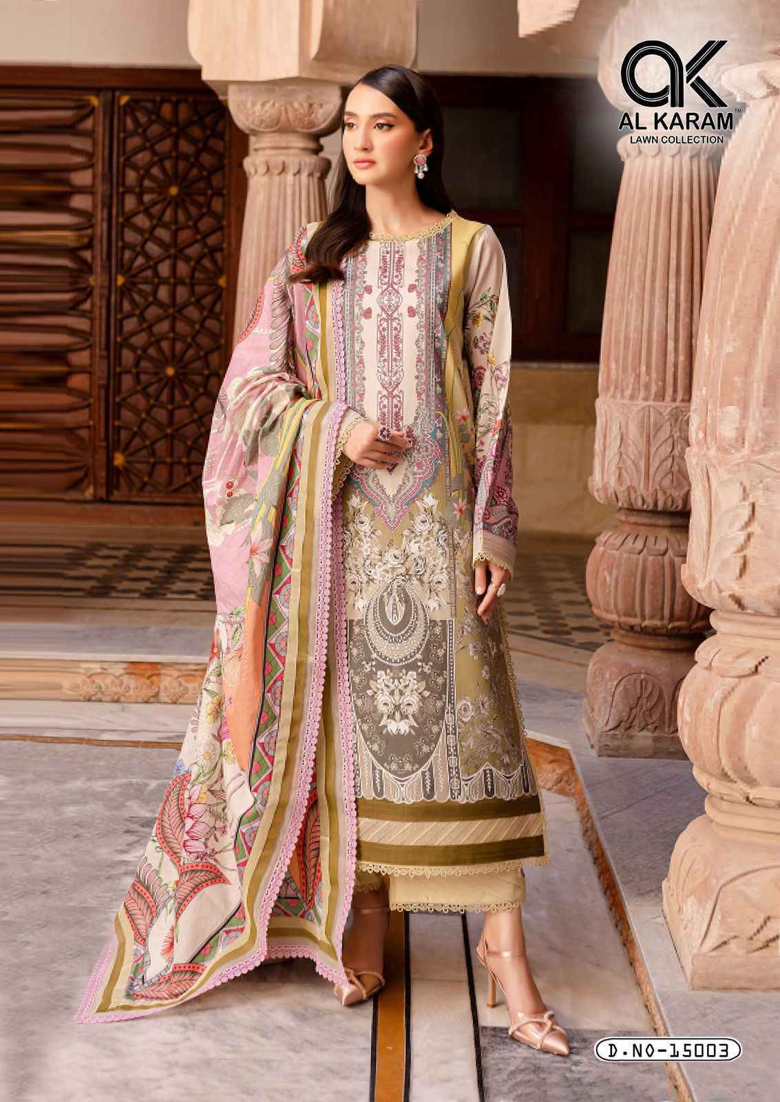 Al Karam Kesariya Vol 15 Wholesale Cambric Cotton Dress Material ( 6 pcs Catalogue )
