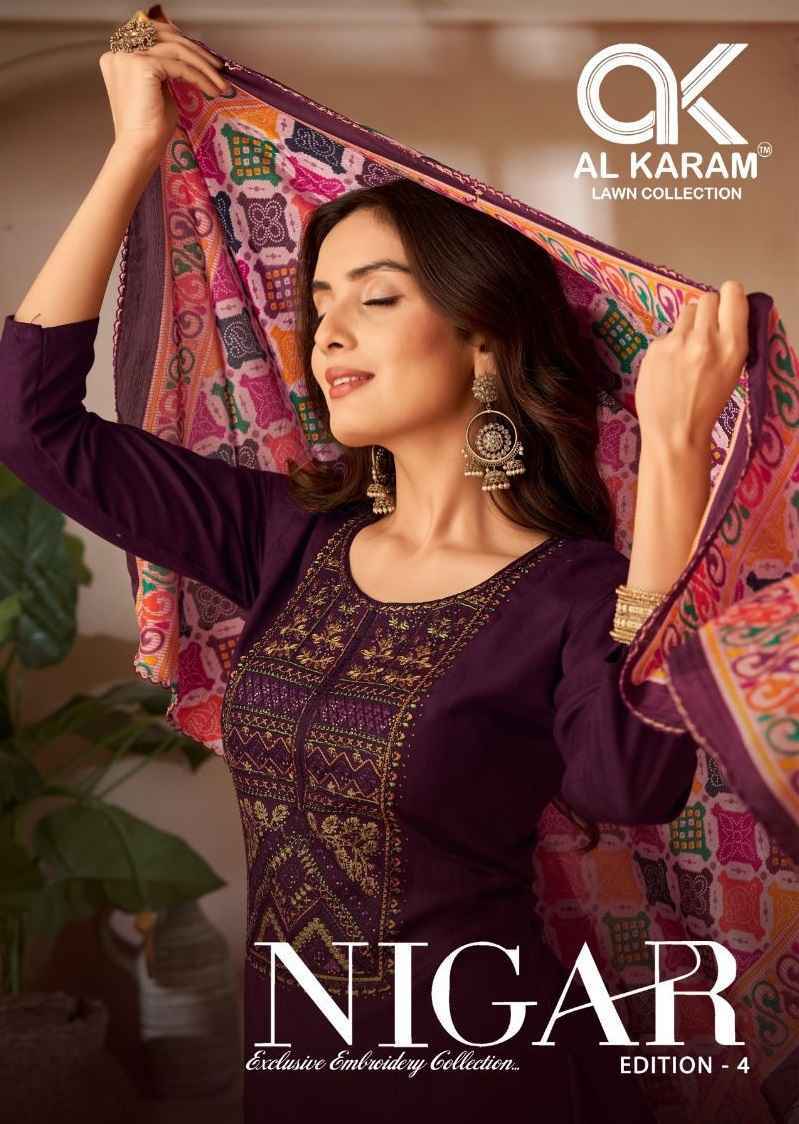 Al Karam Nigar Edition 4 Reyon Salwar Kameez Wholesale Price ( 6 Pcs Catalog )