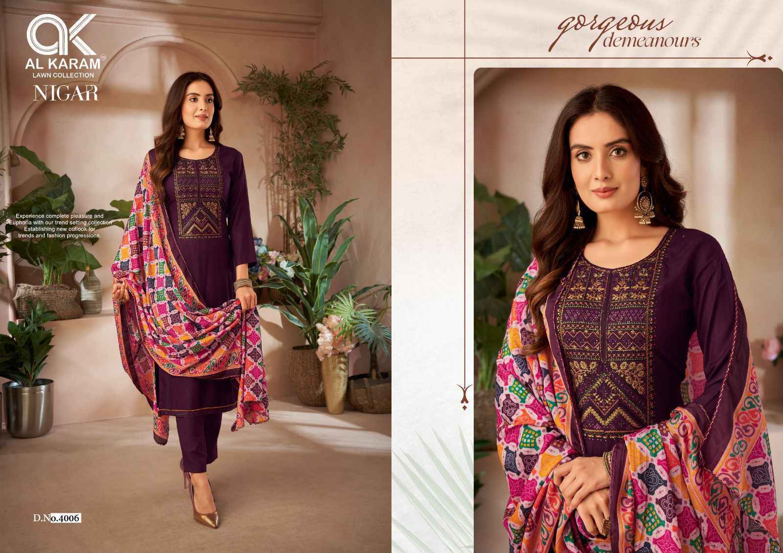 Al Karam Nigar Edition 4 Reyon Salwar Kameez Wholesale Price ( 6 Pcs Catalog )