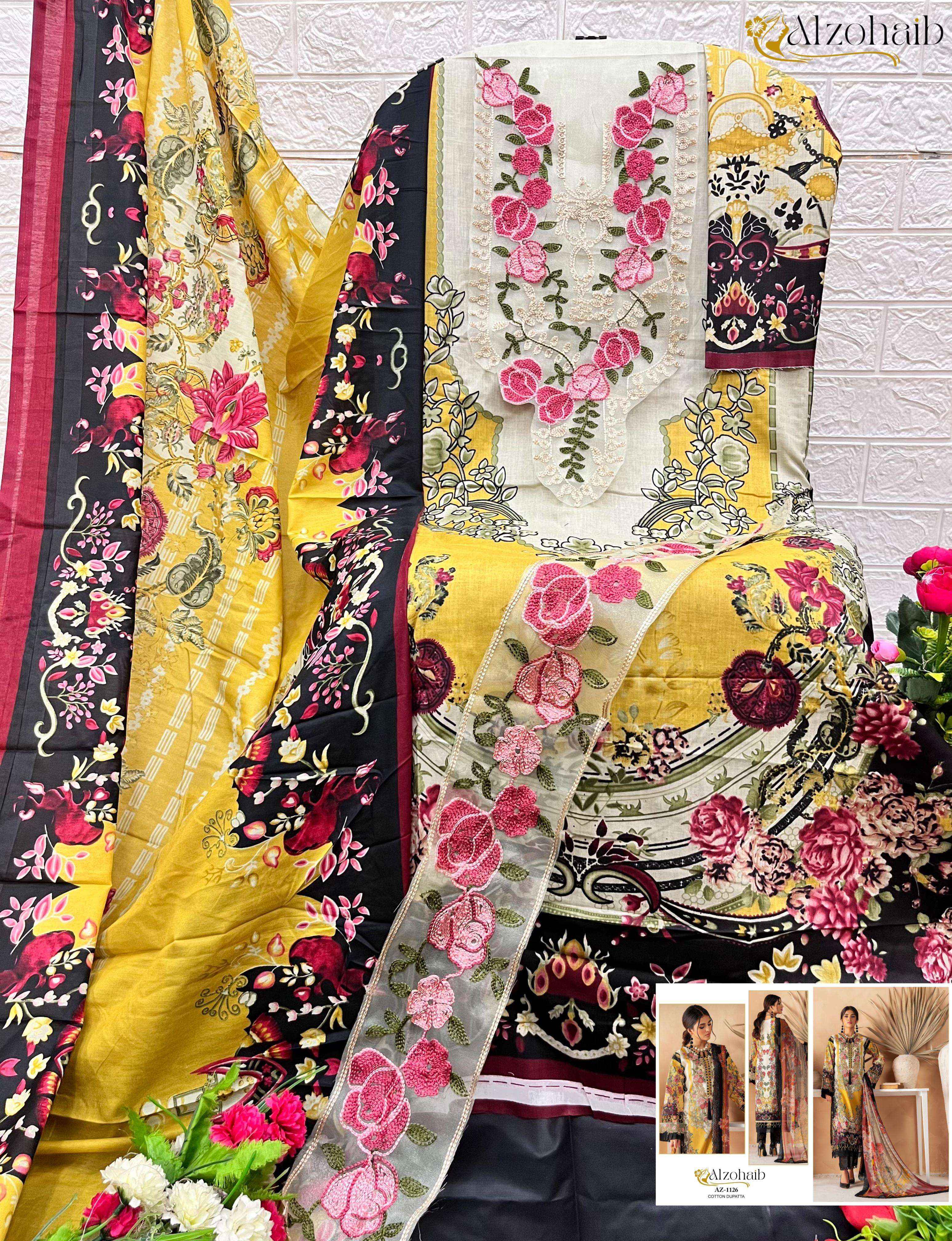 AL ZOHAIB D NO 1115 TO 1128 COTTON SALWAR KAMEEZ WHOLESALE PRICE ( 4 PCS CATALOG )