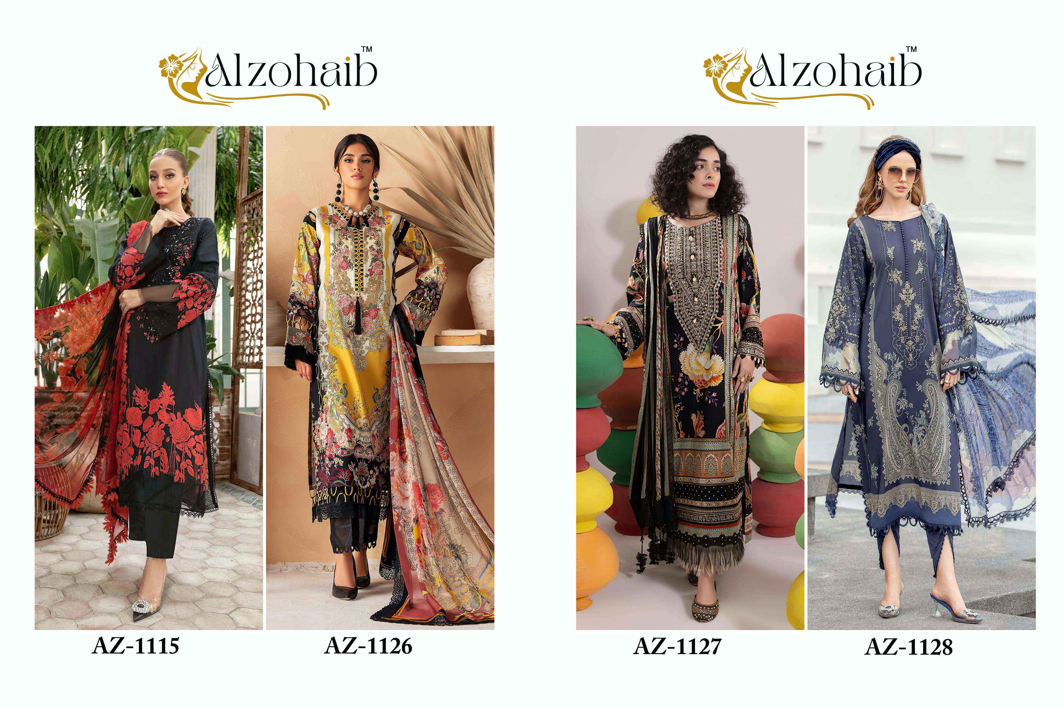 AL ZOHAIB D NO 1115 TO 1128 COTTON SALWAR KAMEEZ WHOLESALE PRICE ( 4 PCS CATALOG )