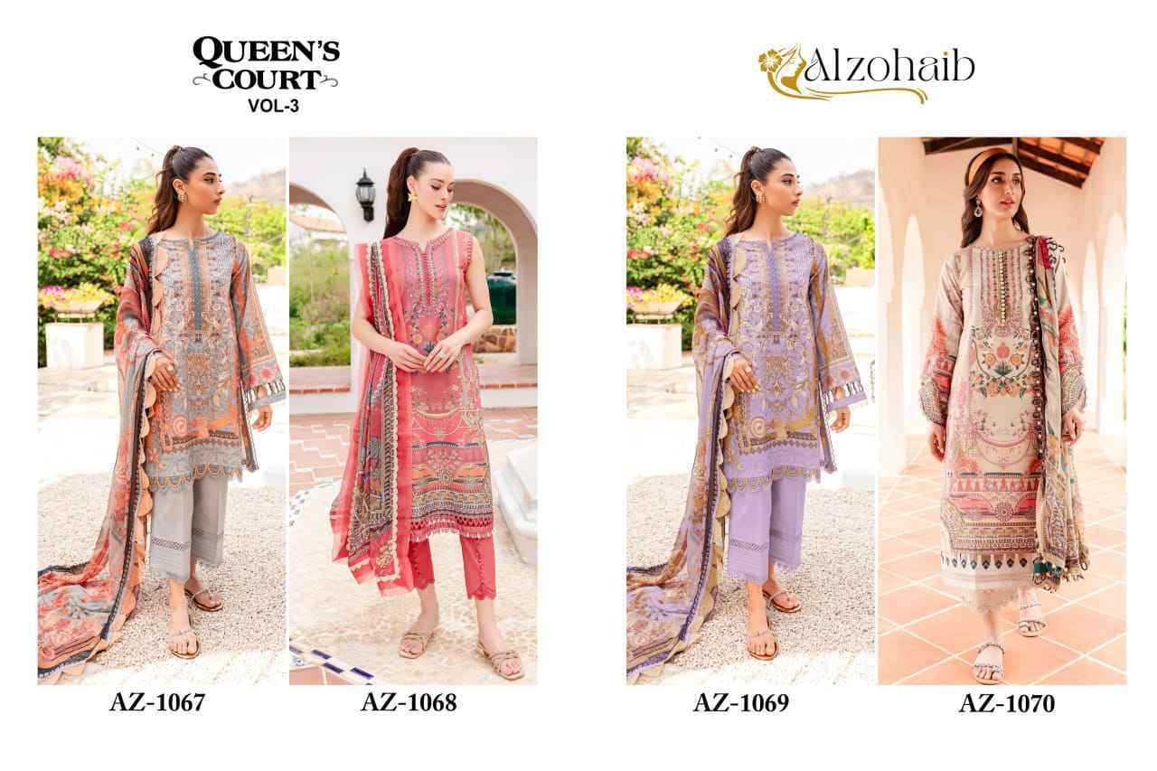 Al zohaib Queens Court Vol 3 Cotton Dress Material ( 5 pcs Catalogue )