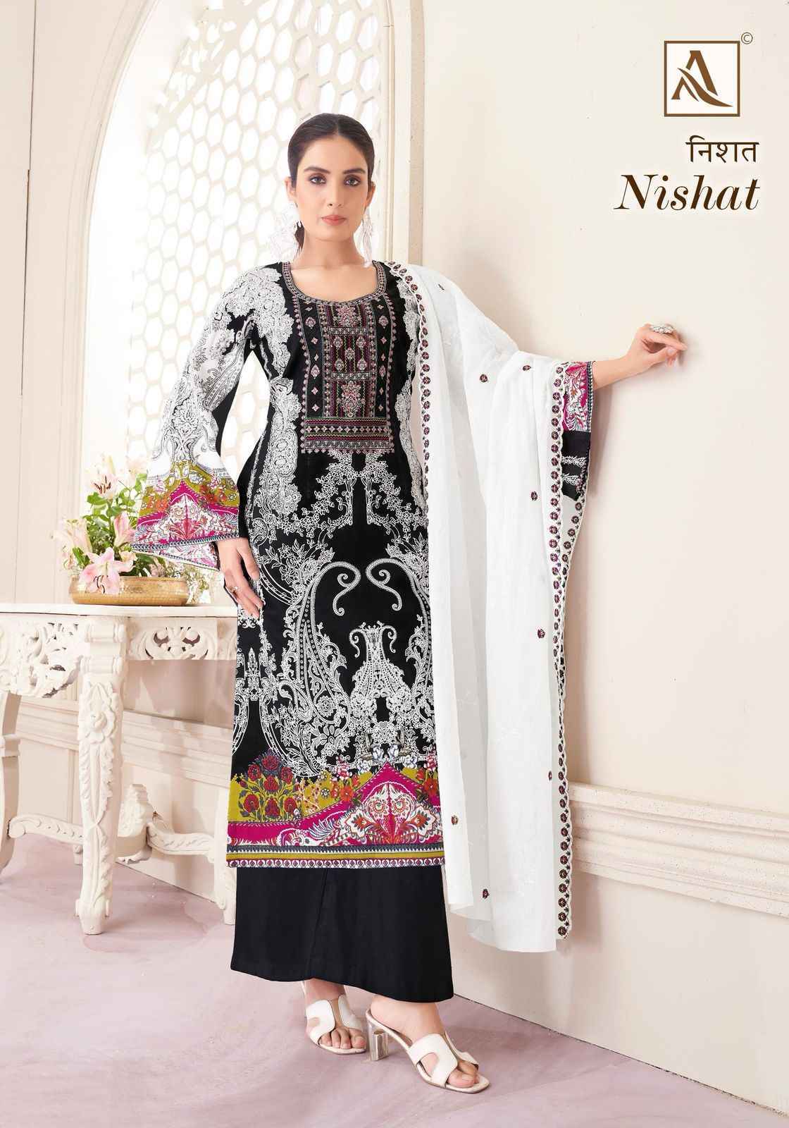 Alok Nishat Cambric Cotton Salwar Kameez Wholesale Price ( 8 Pcs Catalog )