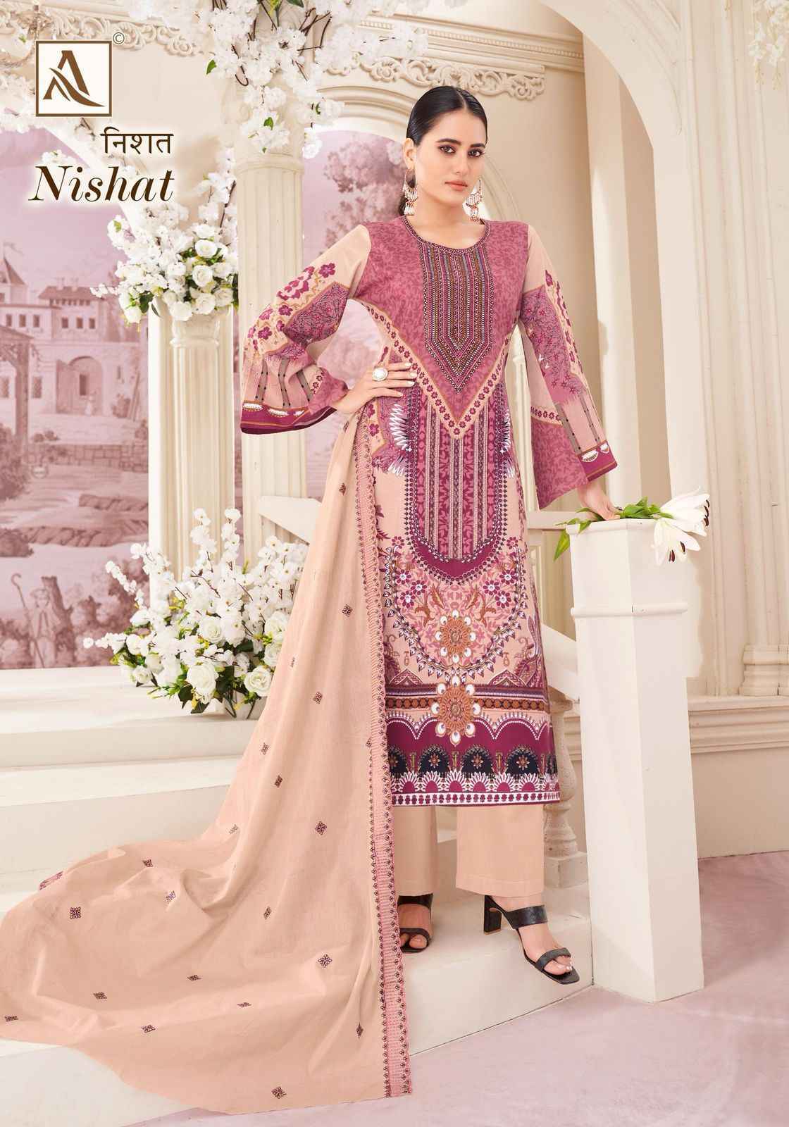 Alok Nishat Cambric Cotton Salwar Kameez Wholesale Price ( 8 Pcs Catalog )