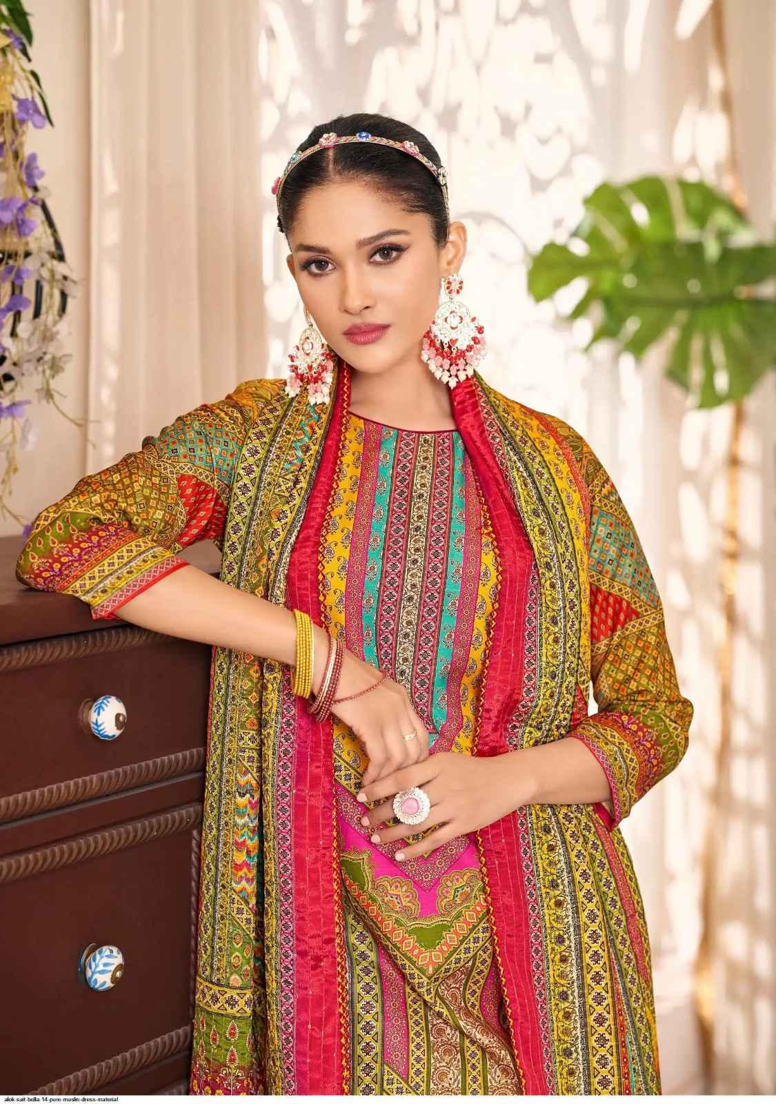ALOK SUITS BELLA VOL 14 WHOLESALE MUSLIN LADIES DRESS MATERIAL ( 6 PCS CATALOGUE )